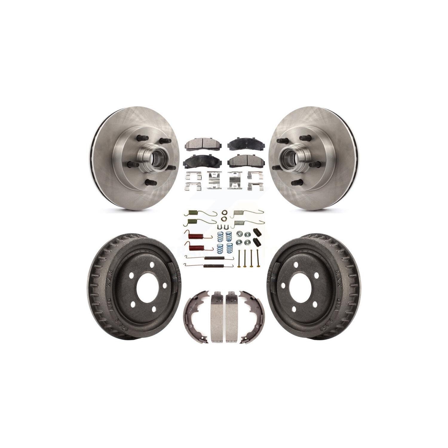 Front Rear Brake Rotor Ceramic Pad & Drum Kit For Mazda B4000 With 9" Diameter K8T-102556