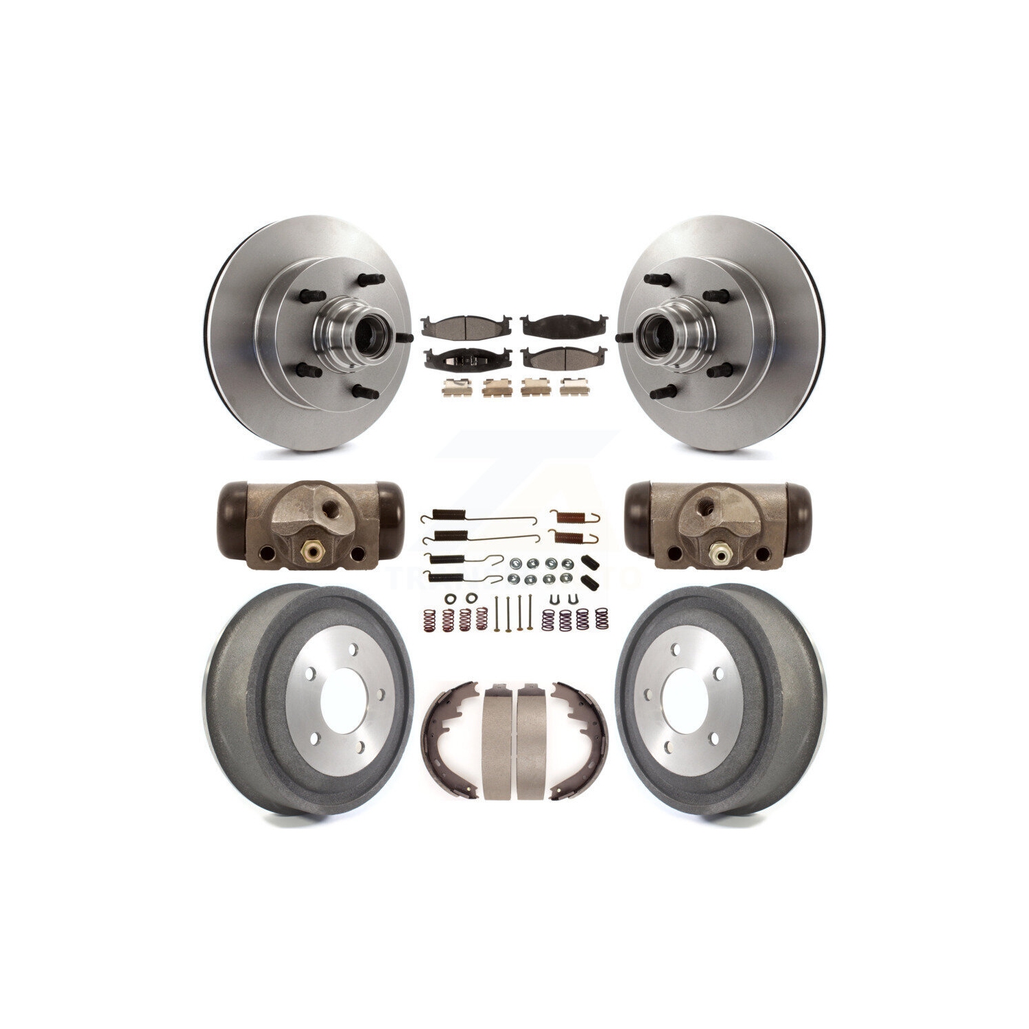 Front Rear Disc Brake Rotor Semi-Metallic Pad And Drum Kit For Ford E-150 Econoline K8F-103135