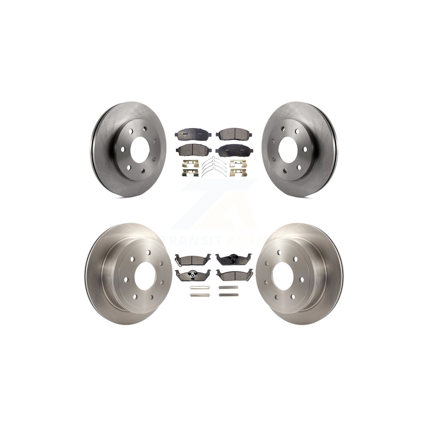 Front Rear Disc Brake Rotors And Semi-Metallic Pad Kit For Ford F-150 Lincoln Mark LT 4WD K8F-100864