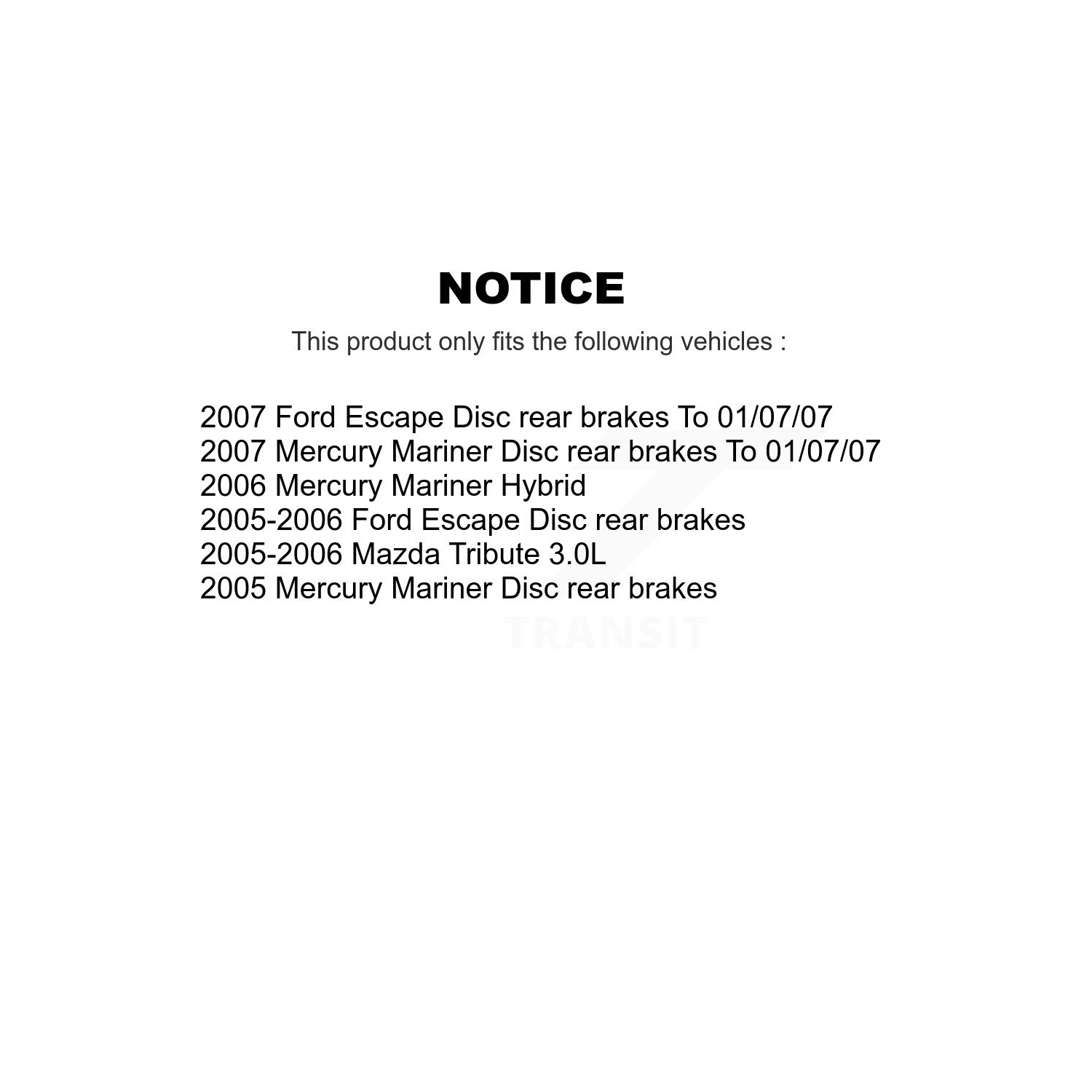 Ensemble de plaquette et tambour semi-métalliques pour disque de frein arrière Ford Escape Mazda Tribute Mercury K8S-103303