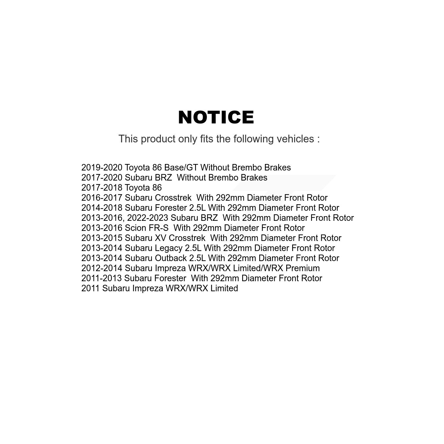 Front Brake Rotor Ceramic Pad Kit For Subaru Forester Impreza XV Crosstrek Outback BRZ 86 K8T-103046