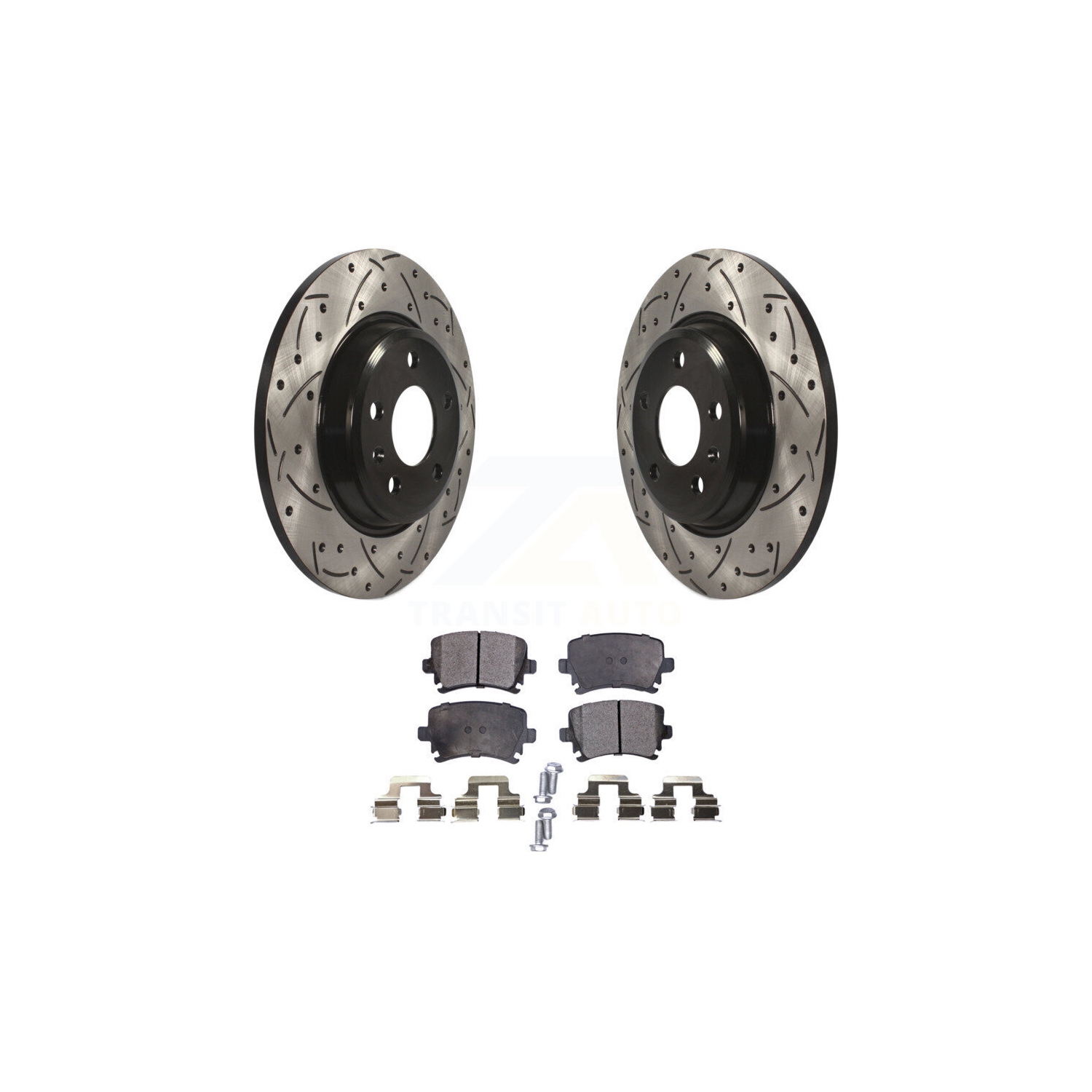 Rear Drilled Slot Disc Brake Rotor & Ceramic Pad Kit For 2009 Audi A4 Quattro Convertible KDT-101055