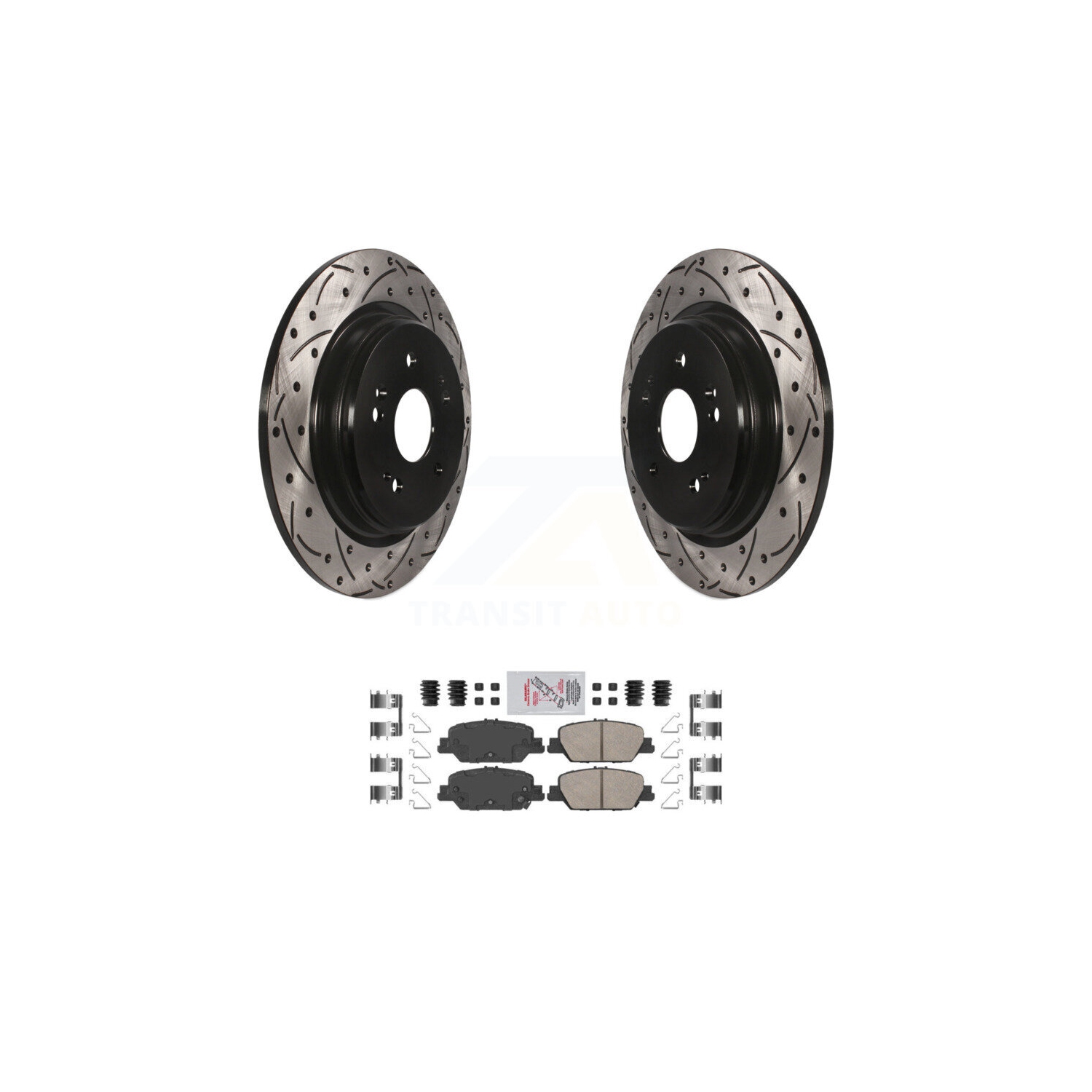 Rear Coated Drilled Slotted Disc Brake Rotor And Ceramic Pad Kit For 2017-2024 Honda CR-V KDA-102222