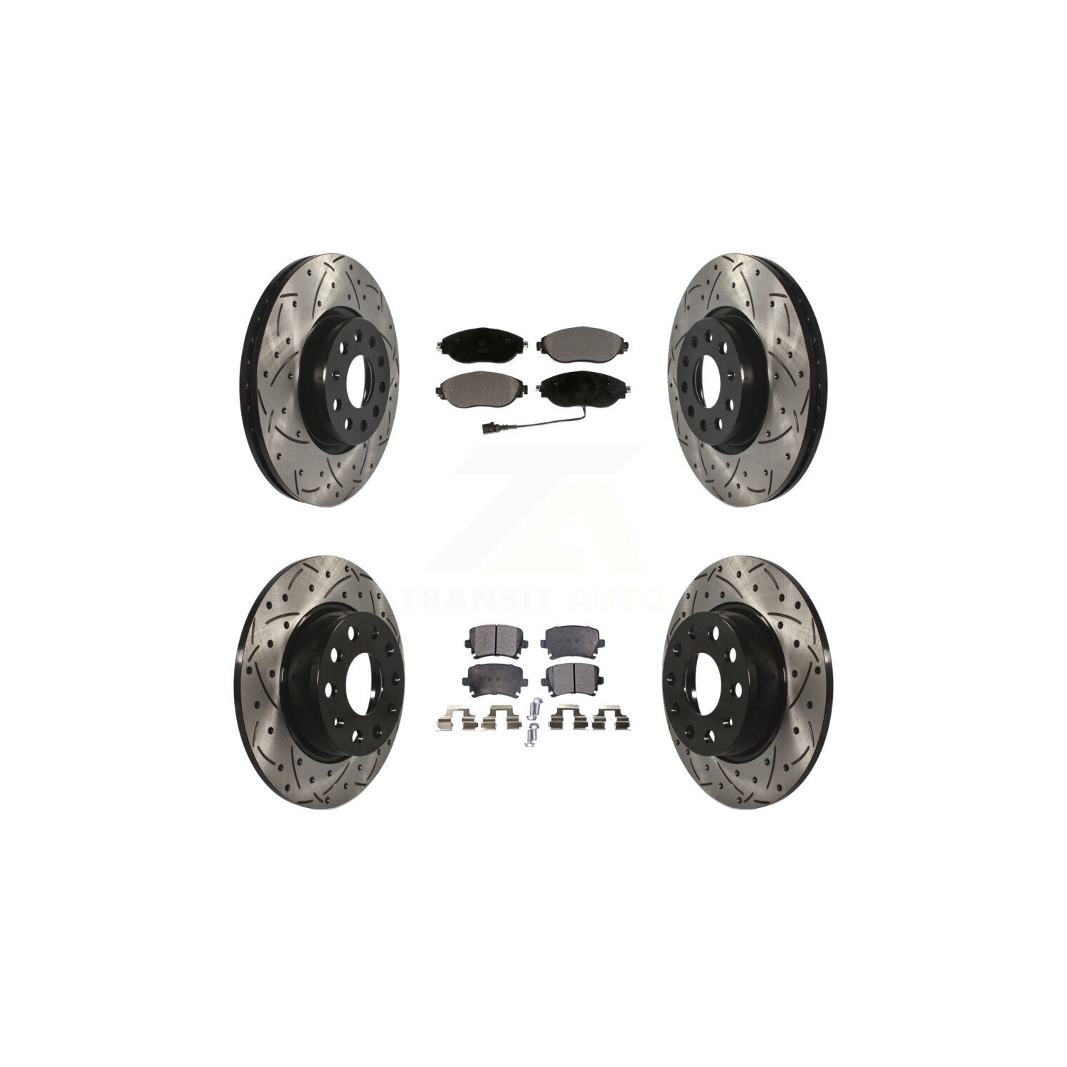 Disque de frein à disque perforé et tampon en céramique enduits de revêtement à l'avant pour Volkswagen GTI KDT-100593