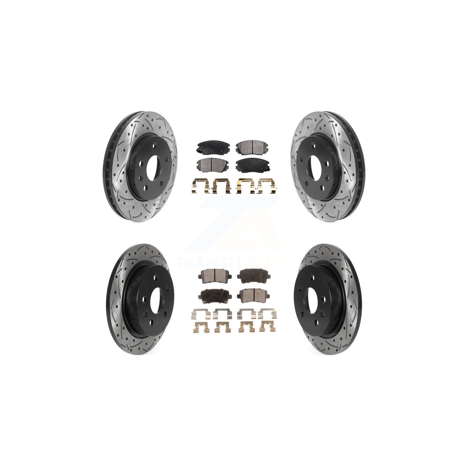 Kit de plaquettes semi-métalliques pour rotor de frein à disque à fente de perceuse arrière avant pour Chevrolet Malibu Limited KDF-100785