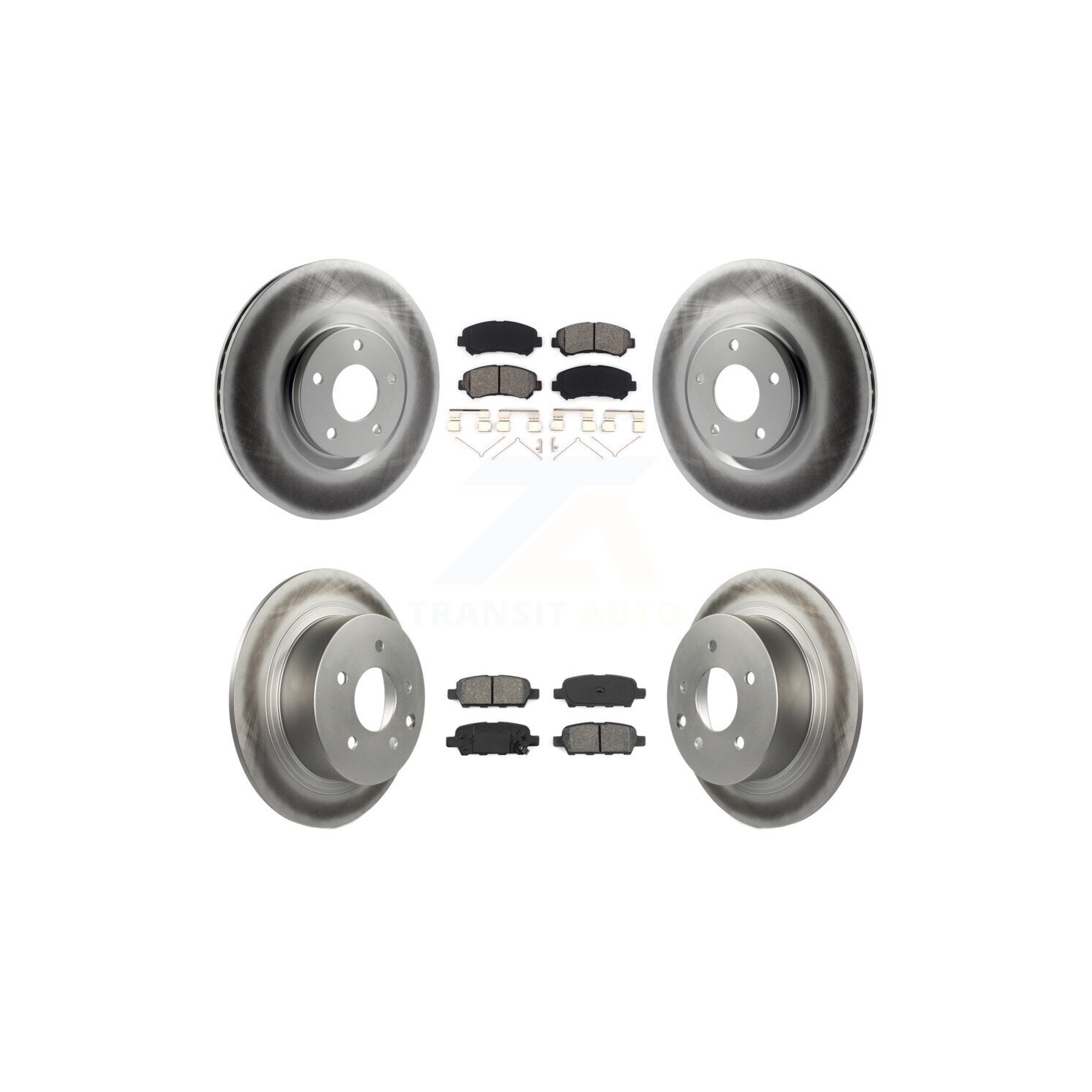 Front Rear Coat Brake Rotor Semi-Metallic Pad Kit For 2007-2012 Nissan Sentra SE-R Spec V KGS-101011