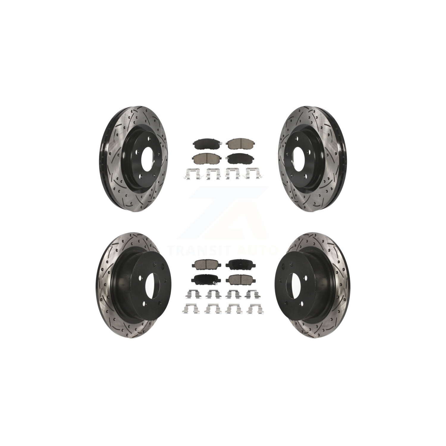 Front Rear Coated Drilled Slotted Disc Brake Rotor Ceramic Pad Kit For Nissan Sentra Juke KDC-100576