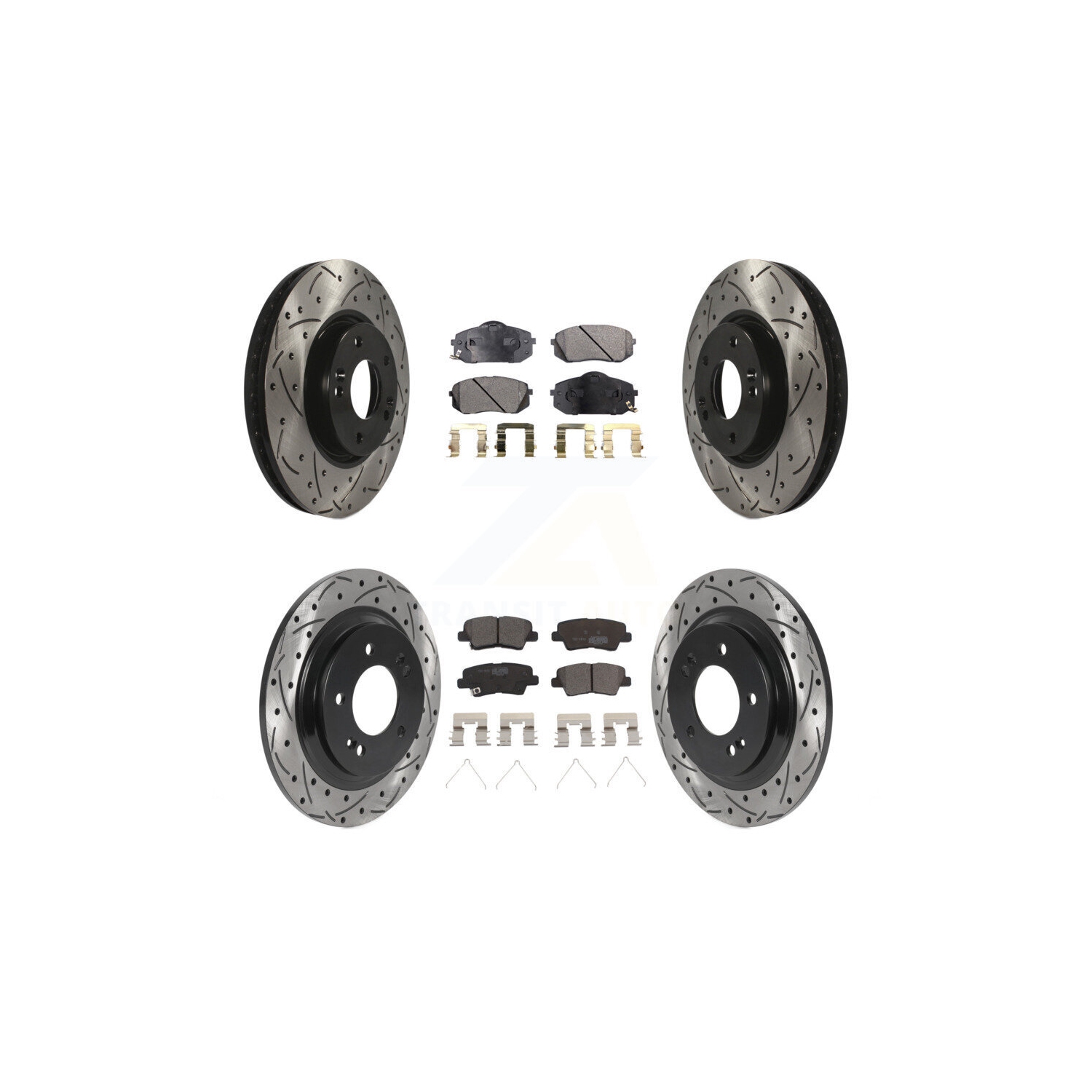 Front Rear Coated Drilled Slotted Disc Brake Rotors And Ceramic Pads Kit For Kia Soul EV KDT-101047