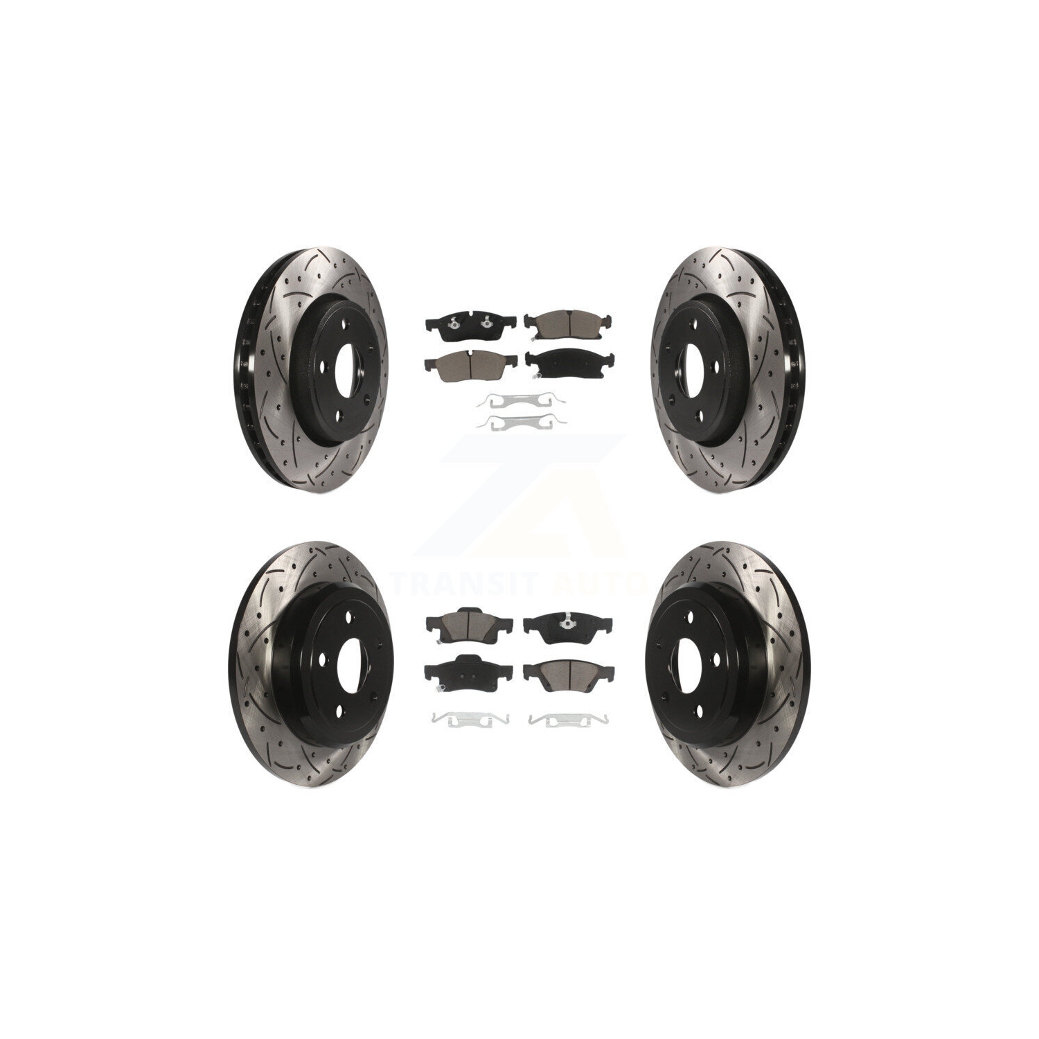 Front Rear Coated Drilled Slotted Disc Brake Rotors And Ceramic Pad Kit For Dodge Durango KDC-100345