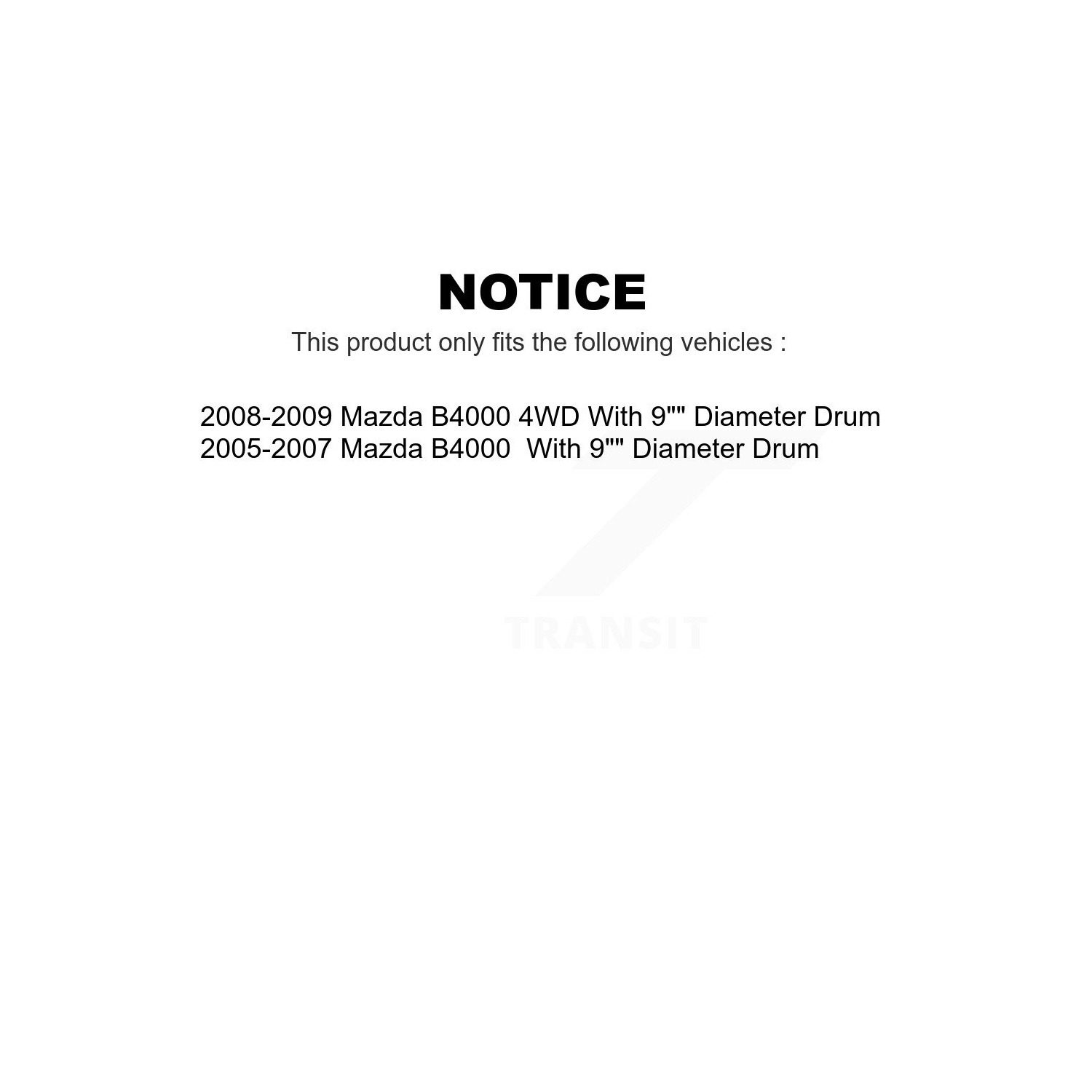 Plaquettes et tambours de frein arrière avant en céramique pour Mazda B4000 avec diamètre de 9 po K8T-104278