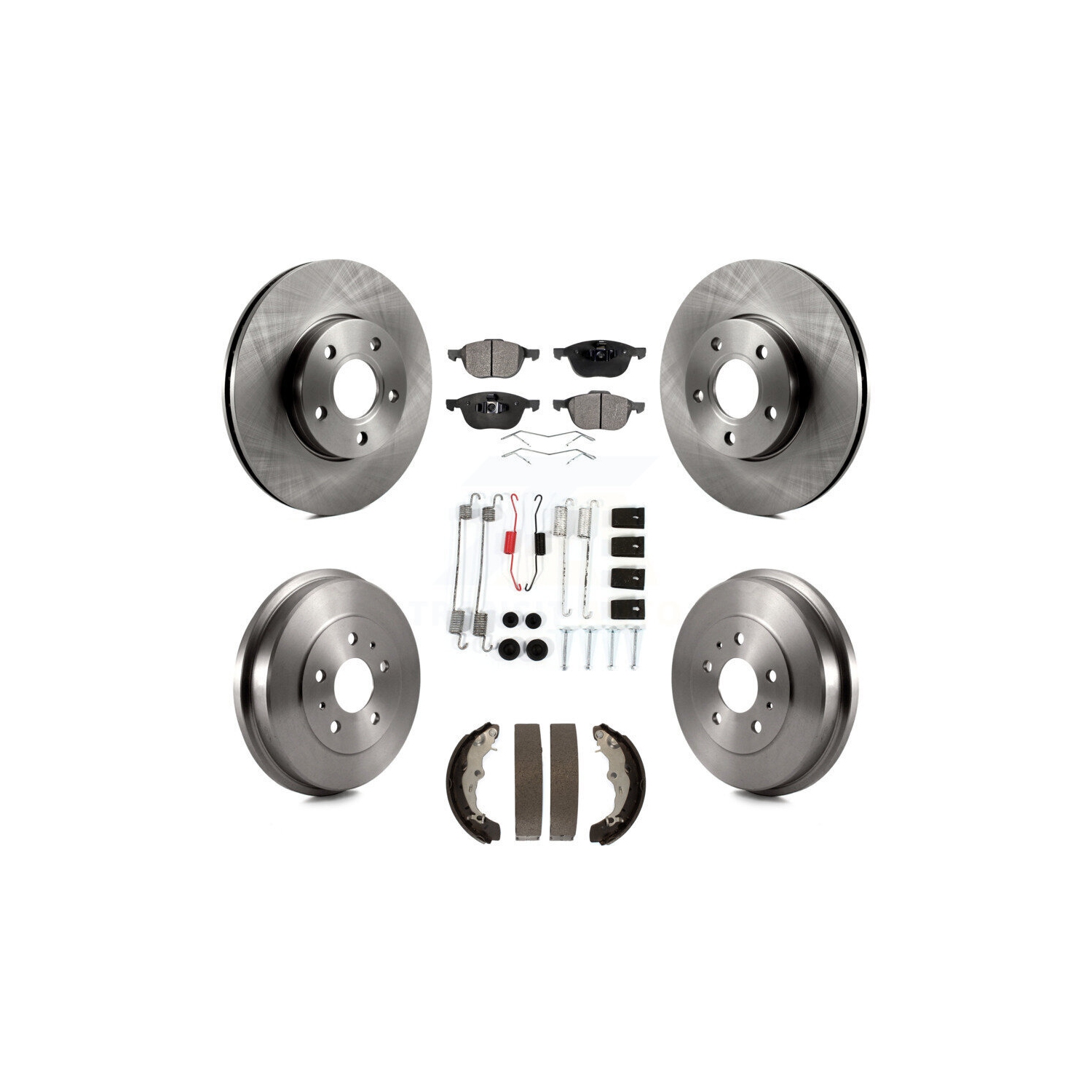 Front Rear Disc Brake Rotor Semi-Metallic Pad And Drum Kit For Ford Focus FMSI=1004 K8F-102041