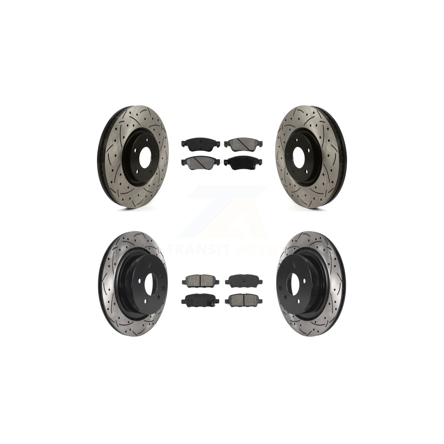 Disques de frein à disque à fente enduite avant arrière Semi-métalliques Kit de plaquettes pour G35 Q60 KDS-100737 d'INFINITI