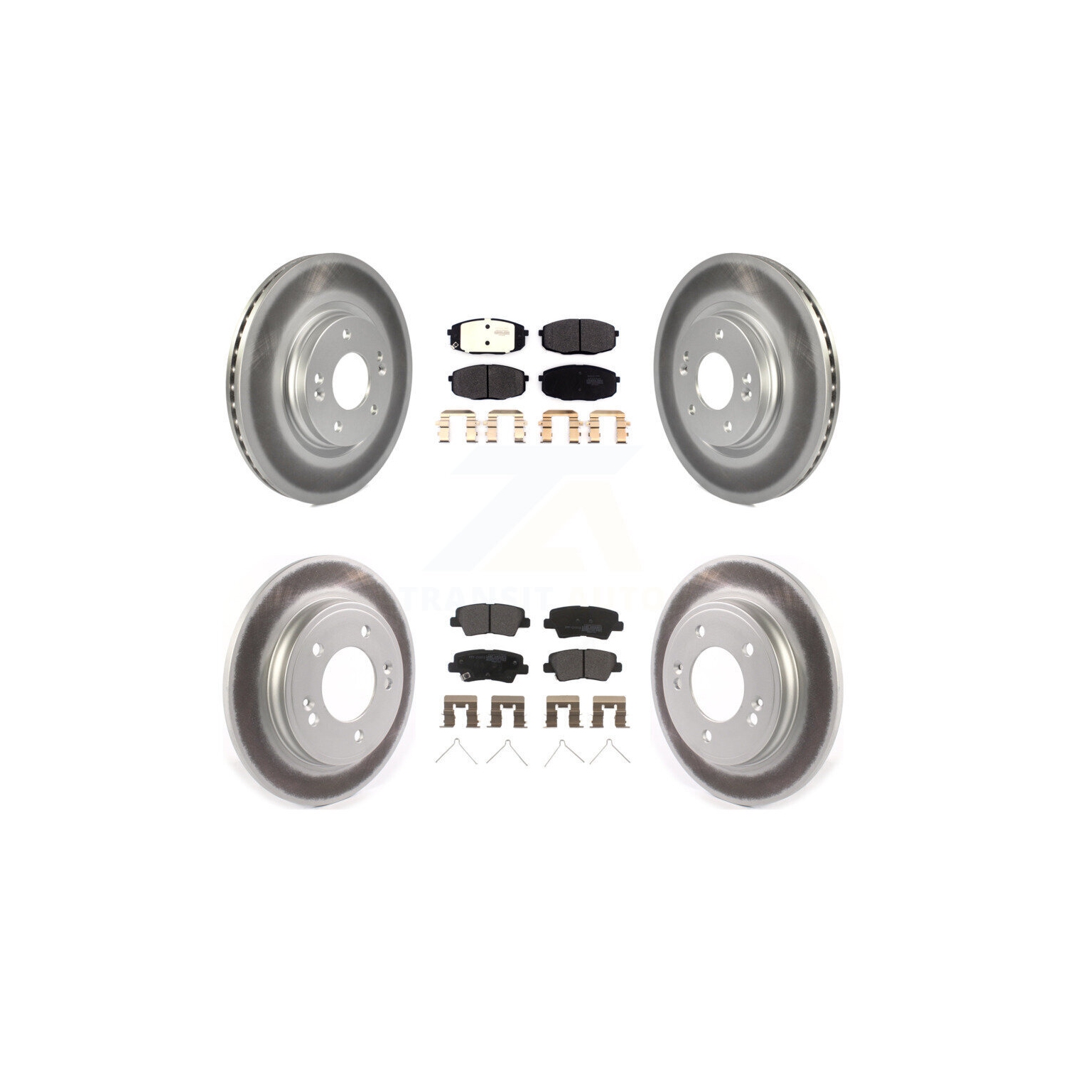 Front Rear Coated Disc Brake Rotors And Semi-Metallic Pads Kit For 2020 Kia Forte 1.6L KGF-102859