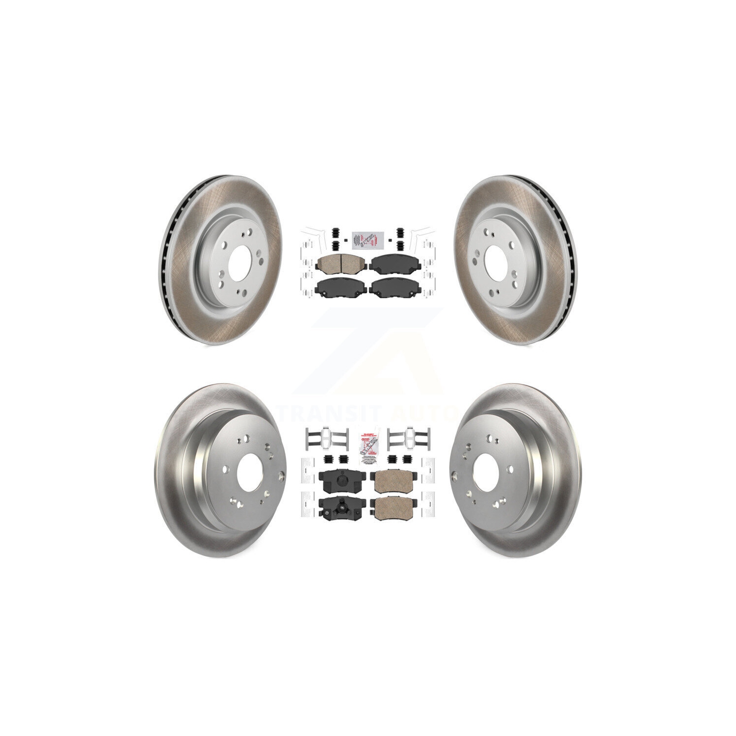Front Rear Ceramic Pads And Coated Disc Brake Rotors Kit For 2012-2016 Honda CR-V FWD KGA-101778