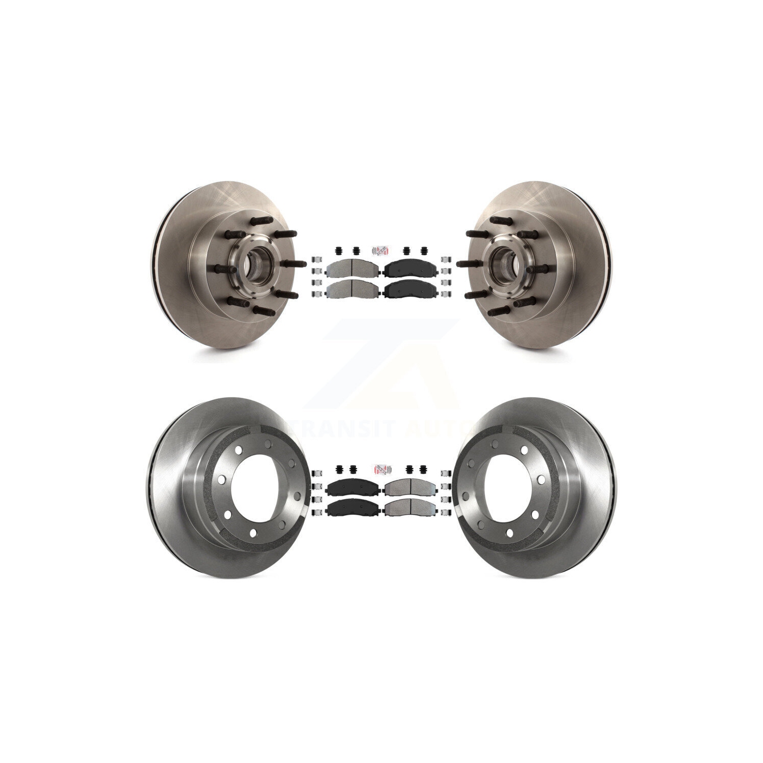 Front Rear Semi-Metallic Pad Disc Brake Rotors Hub Assembly Kit For Ford F-350 Super Duty K8A-105852