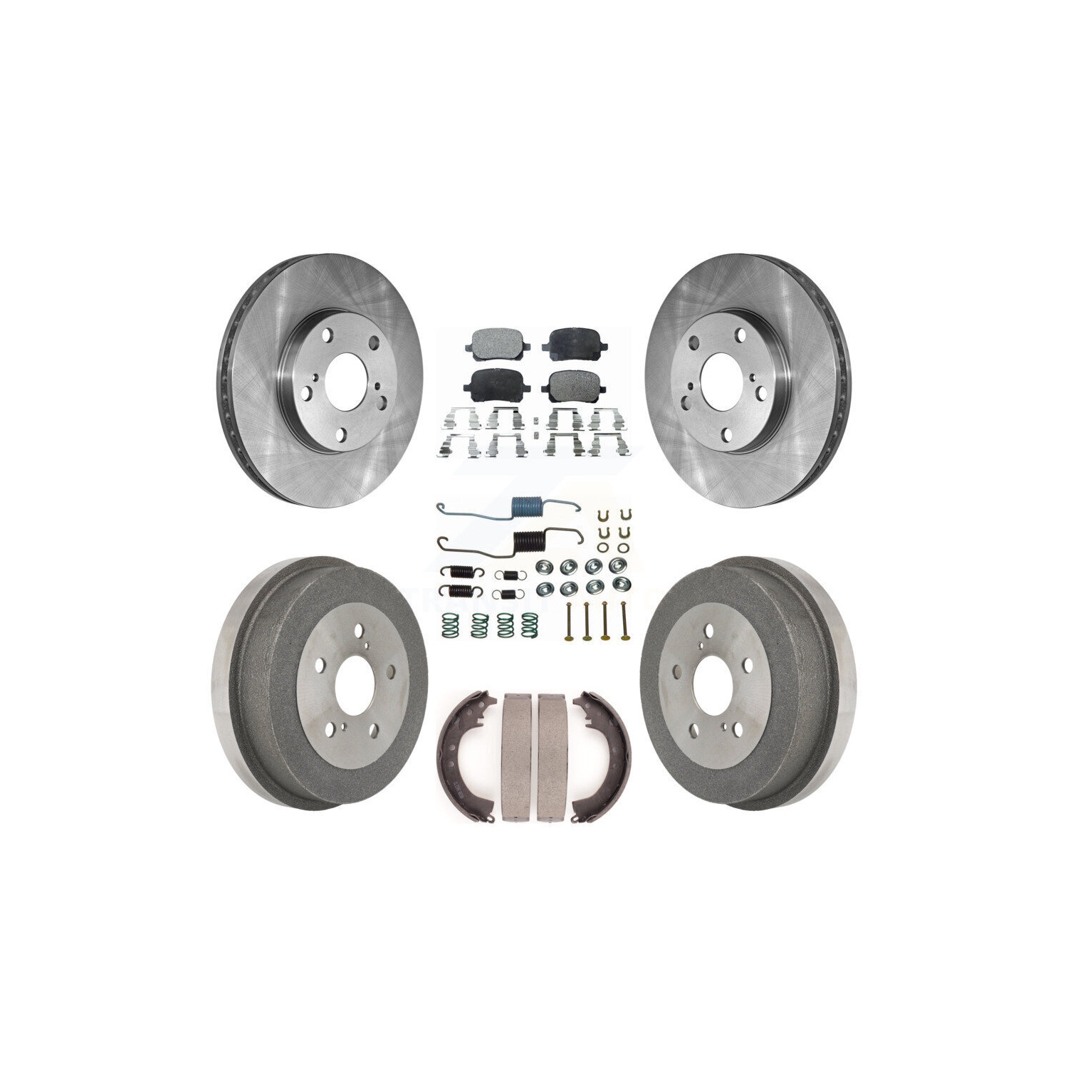 Front Rear Brake Rotors Semi-Metallic Pad Drum Kit For 1999-2001 Toyota Solara 2.2L K8F-102084