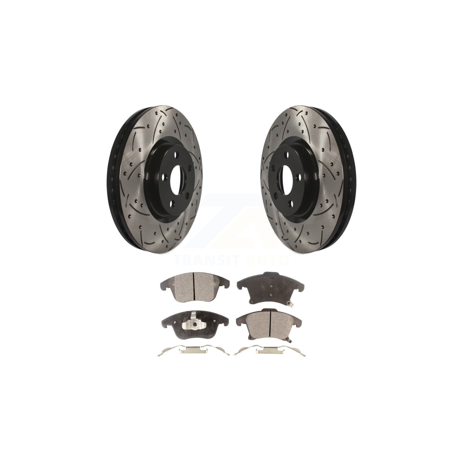 Front Drilled Slot Brake Rotor Semi-Metallic Pad Kit For Ford Police Responder Hybrid SSV KDF-100618