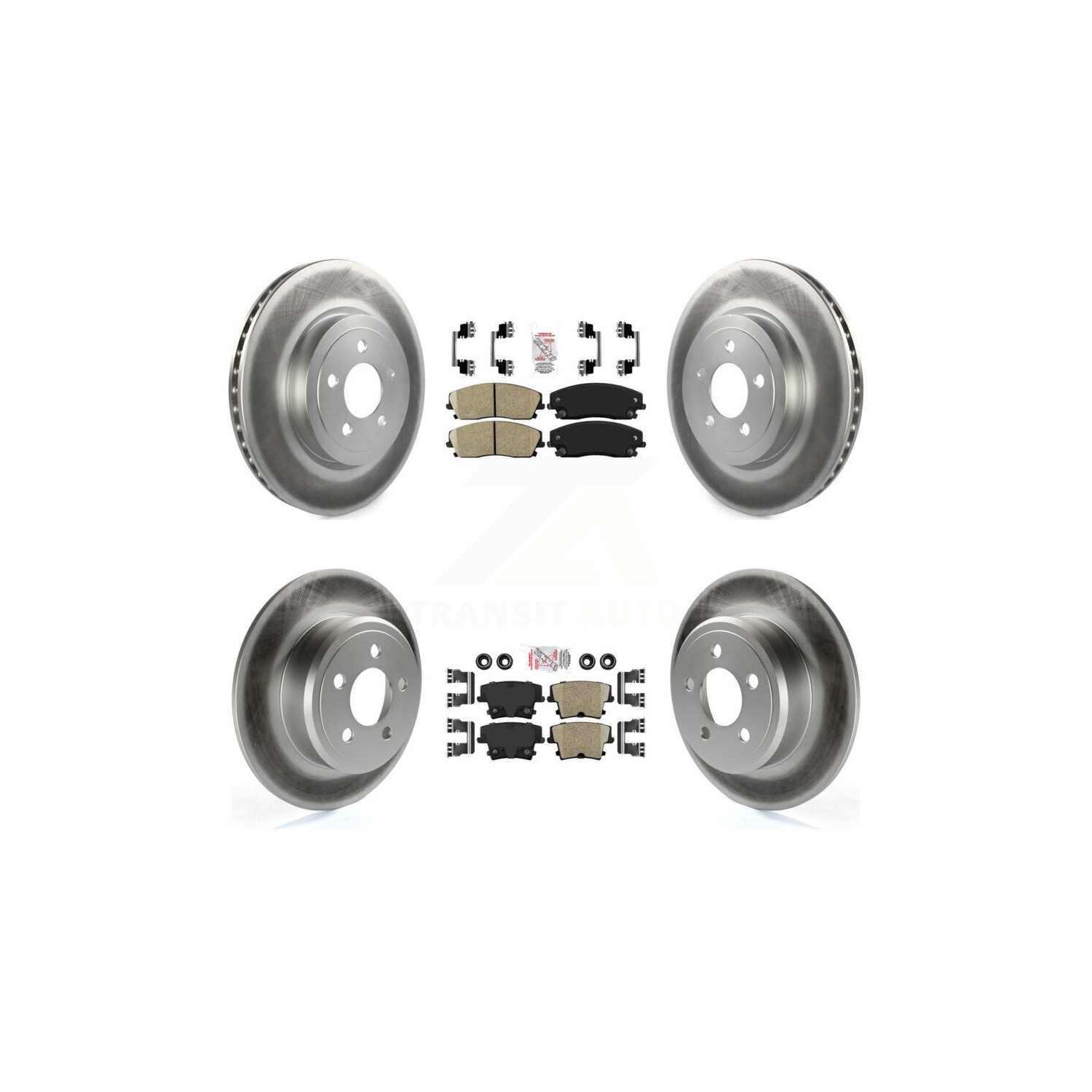 Front Rear Ceramic Pad & Coated Brake Rotor Kit For 2015-2018 Dodge Charger RWD with 3.6L KGA-101817