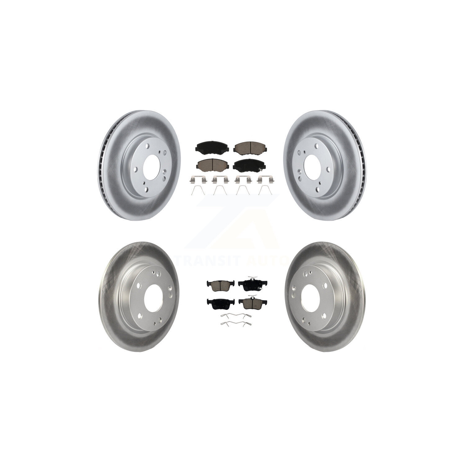 Front Rear Coated Disc Brake Rotors And Ceramic Pads Kit For Honda Civic KGC-100727