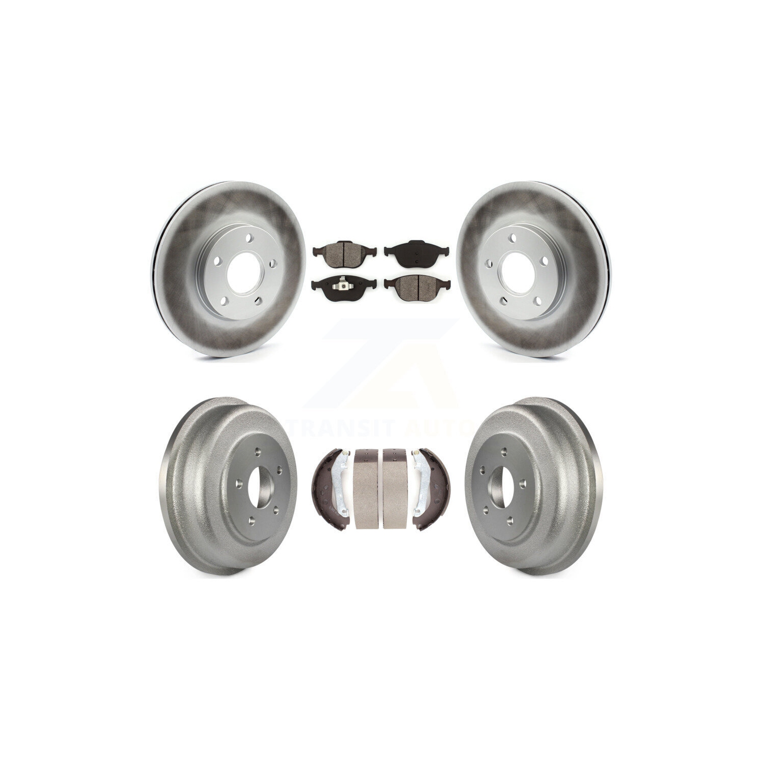 Front Rear Coat Brake Rotor Semi-Metallic Pad Drum Kit For 2010-2013 Ford Transit Connect KGS-102186