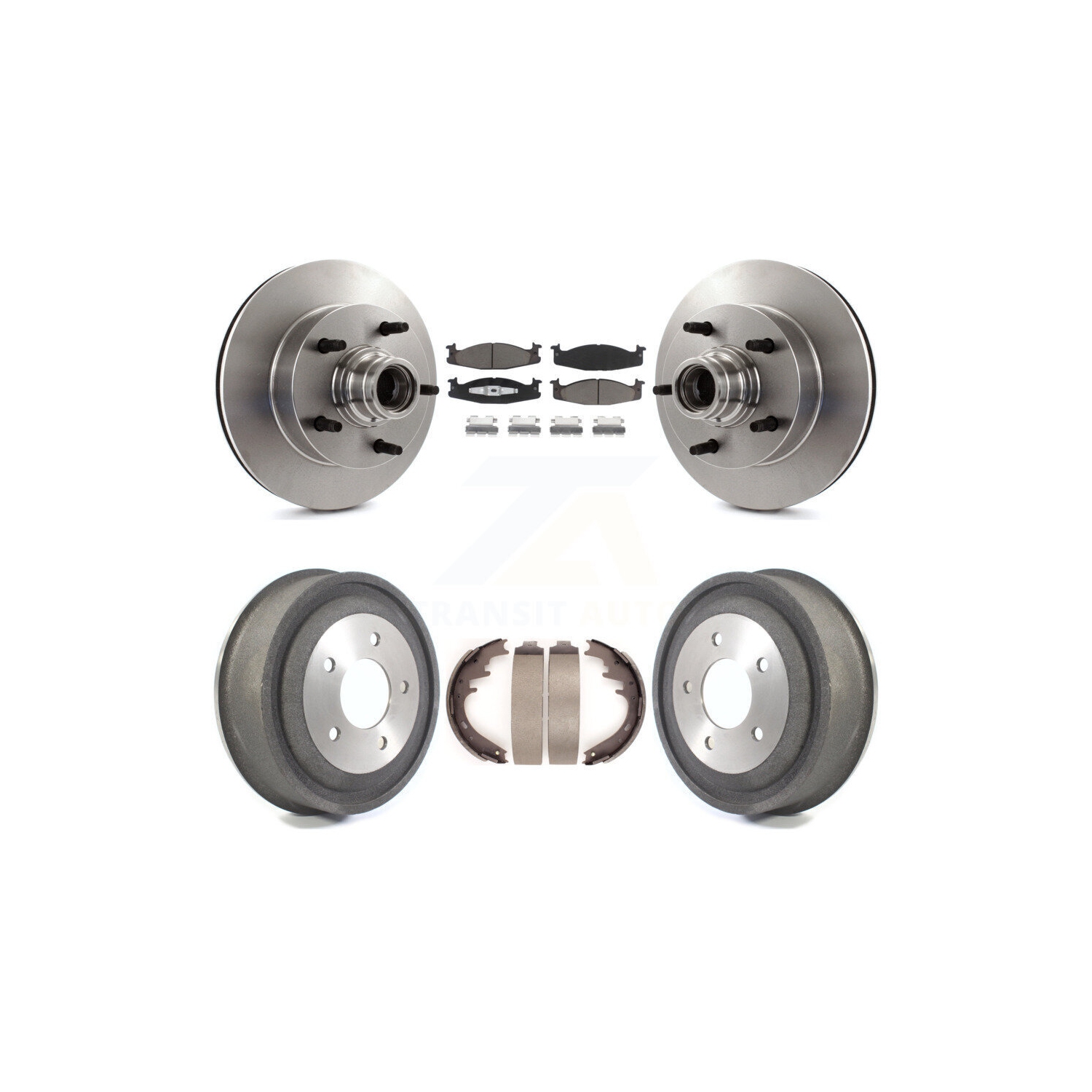 Front Rear Brake Rotors Ceramic Pad & Drum Kit For 00-01 Ford E-150 Econoline 2-Wheel ABS K8C-102773