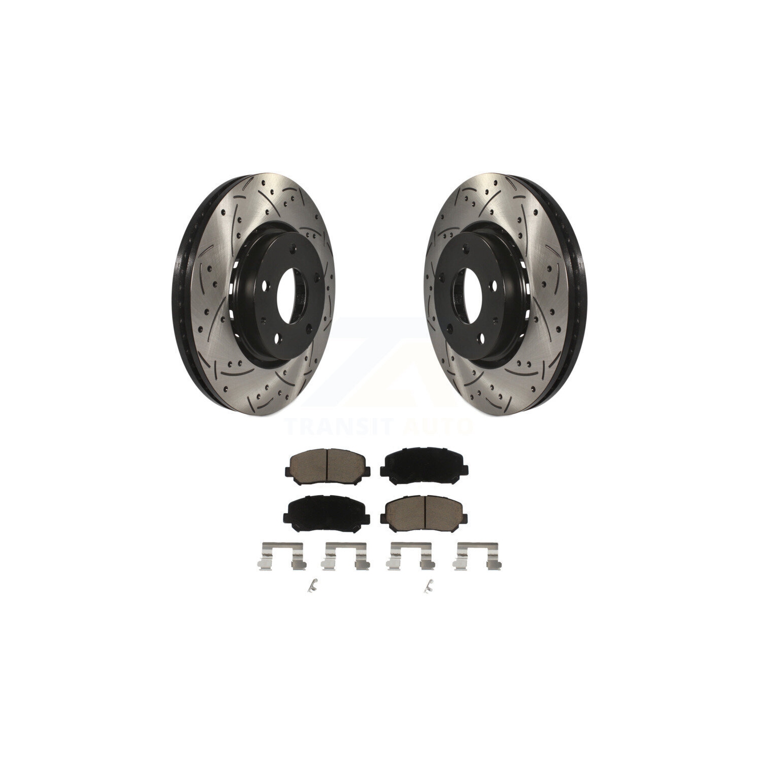 Front Coated Drilled Slotted Disc Brake Rotors And Ceramic Pads Kit For Mazda CX-5 KDC-100267