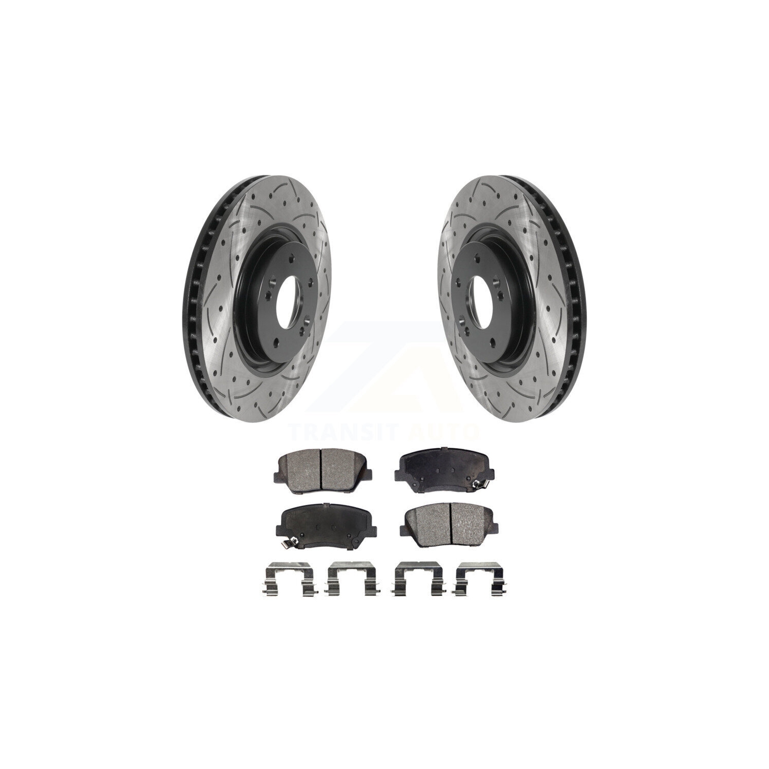 Front Coat Drill Slot Disc Brake Rotors Semi-Metallic Pad Kit For 2012-2017 Hyundai Azera KDF-100770
