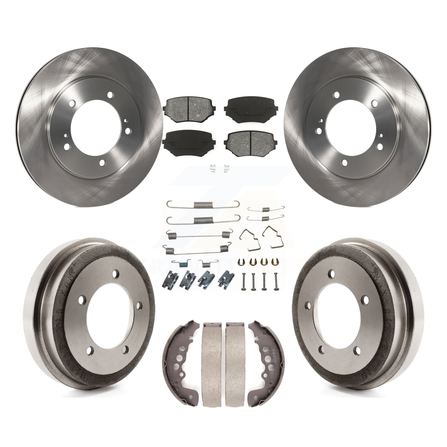 Front Rear Disc Brake Rotors Semi-Metallic Pad And Drum Kit (7Pc) For Suzuki Grand Vitara K8S-102380