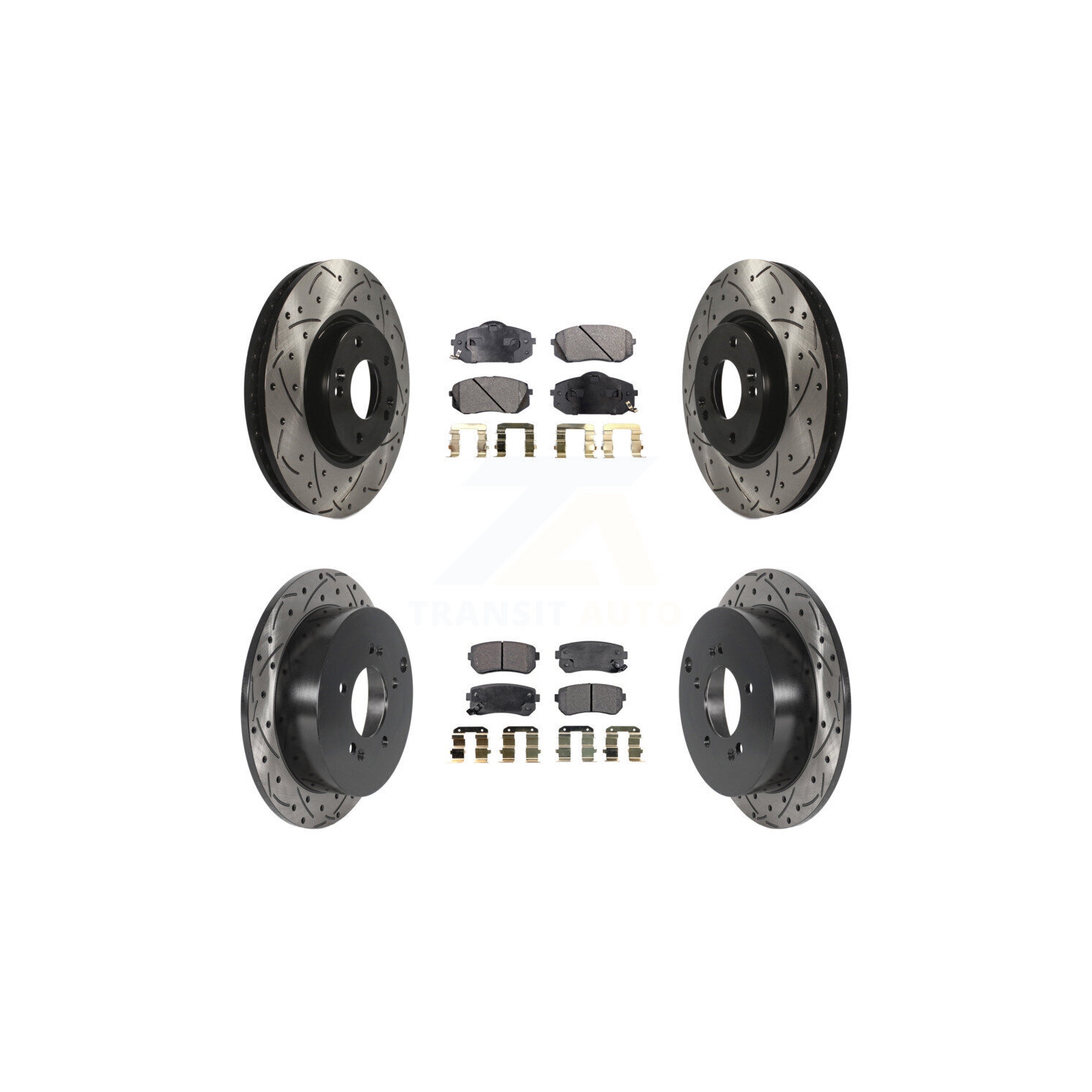 Kit de plaquettes semi-métalliques pour rotor de frein à fente percé à l'avant à l'arrière pour Hyundai Tucson Kia Sportage KDF-100811