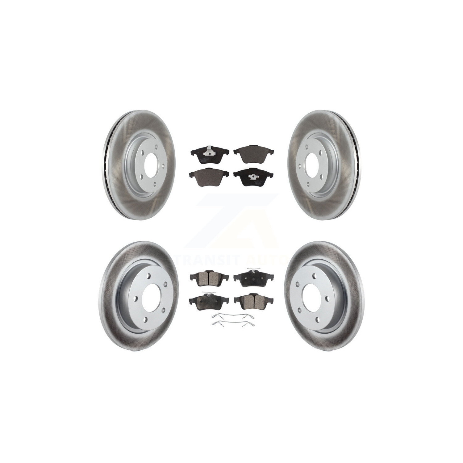 Front Rear Coated Disc Brake Rotors And Ceramic Pads Kit For Mazda 3 KGT-101074