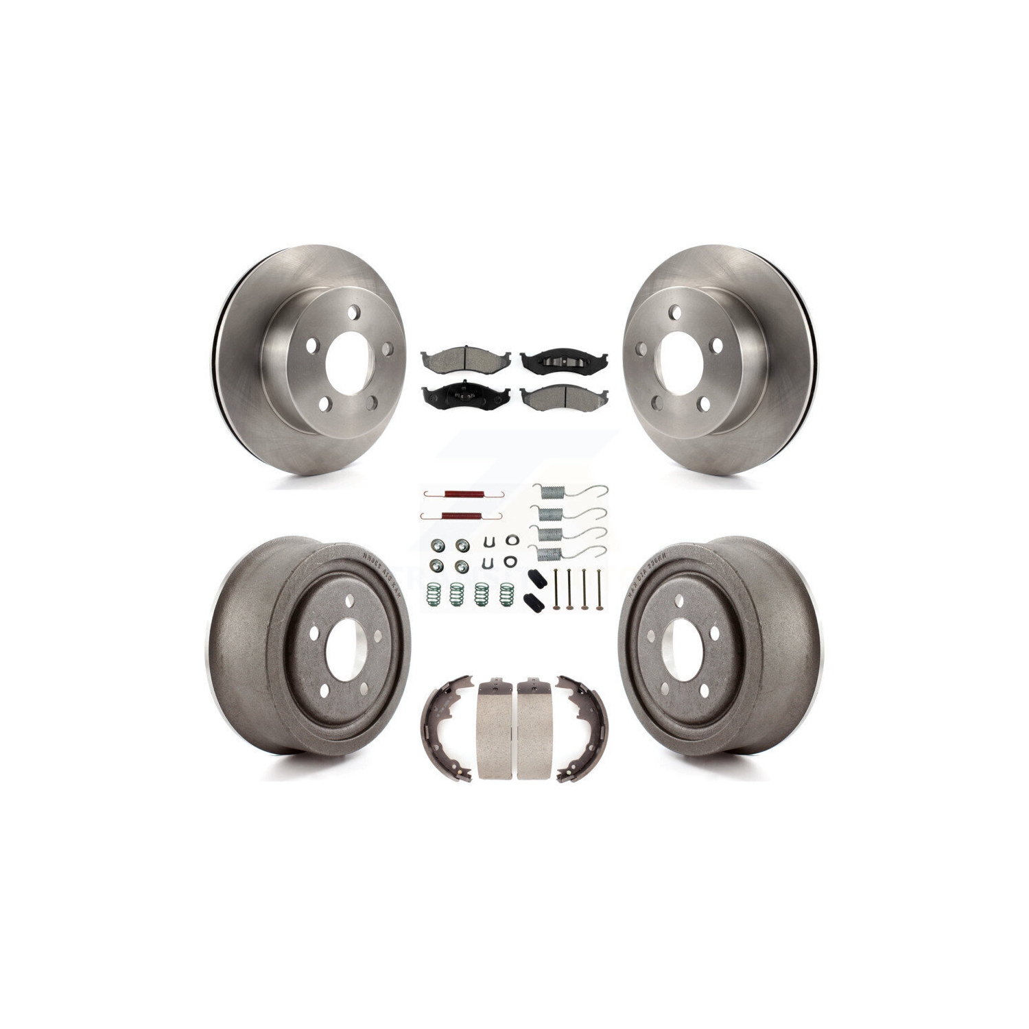 Front Rear Disc Brake Rotors Semi-Metallic Pads And Drum Kit For Jeep Wrangler TJ K8S-102063