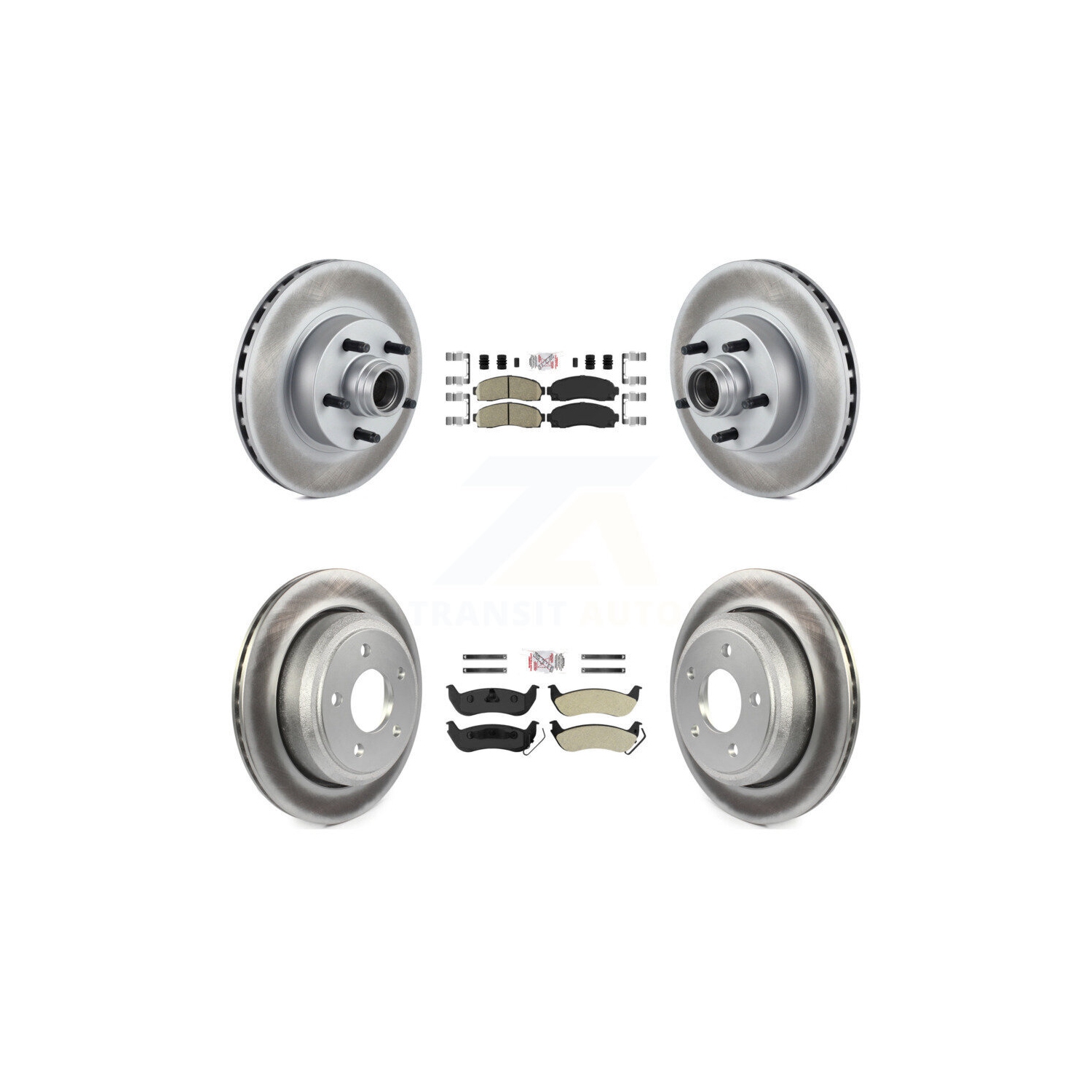 Front Ceramic Rear Semi-Metallic Pad And Coated Disc Brake Rotors Hub Kit For Mazda B2300 KGA-105539