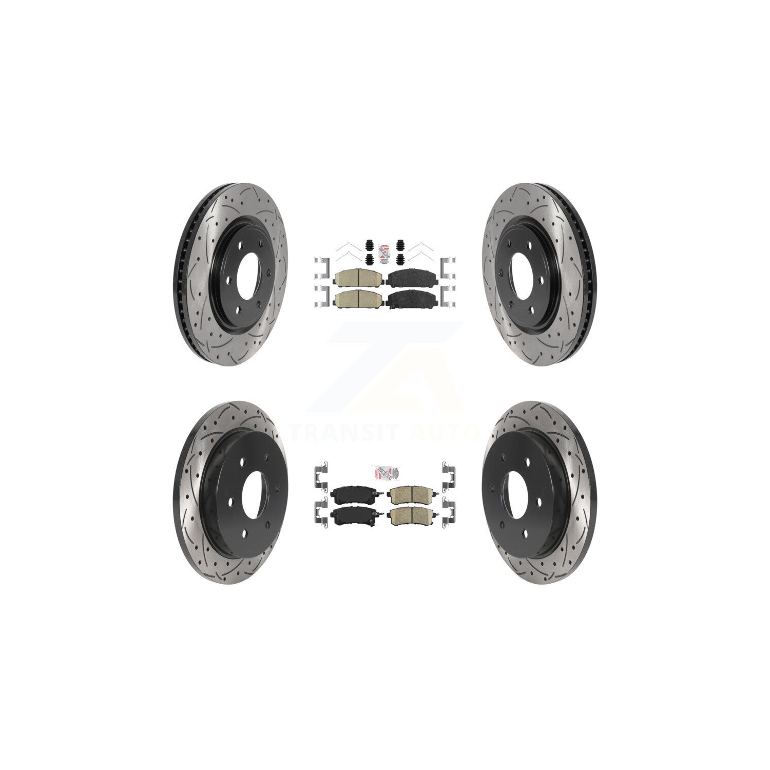 Front Rear Ceramic Pad Drill Slot Disc Brake Rotor Kit For Nissan Armada With Solid KDA-101630