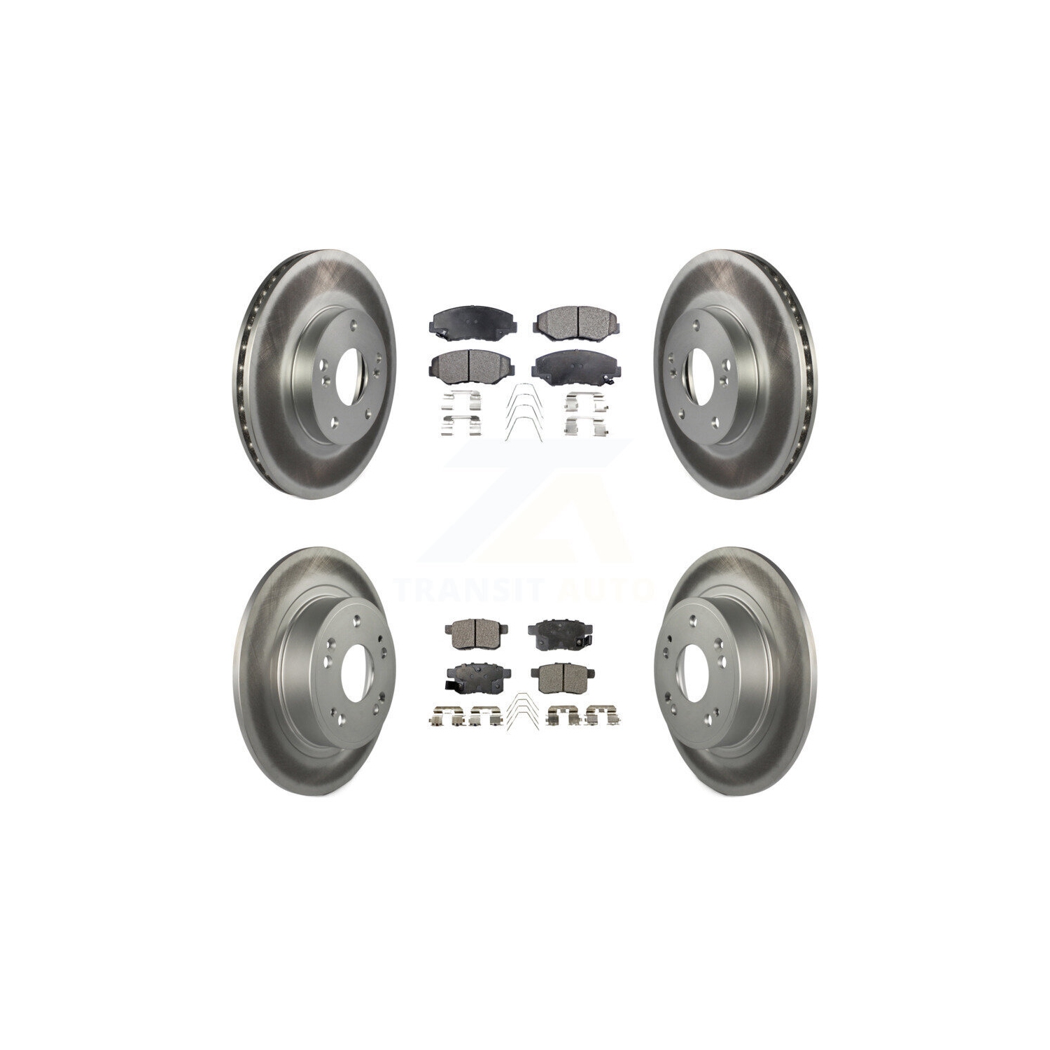 Front Rear Coated Disc Brake Rotors And Semi-Metallic Pads Kit For Honda Accord KGF-100790