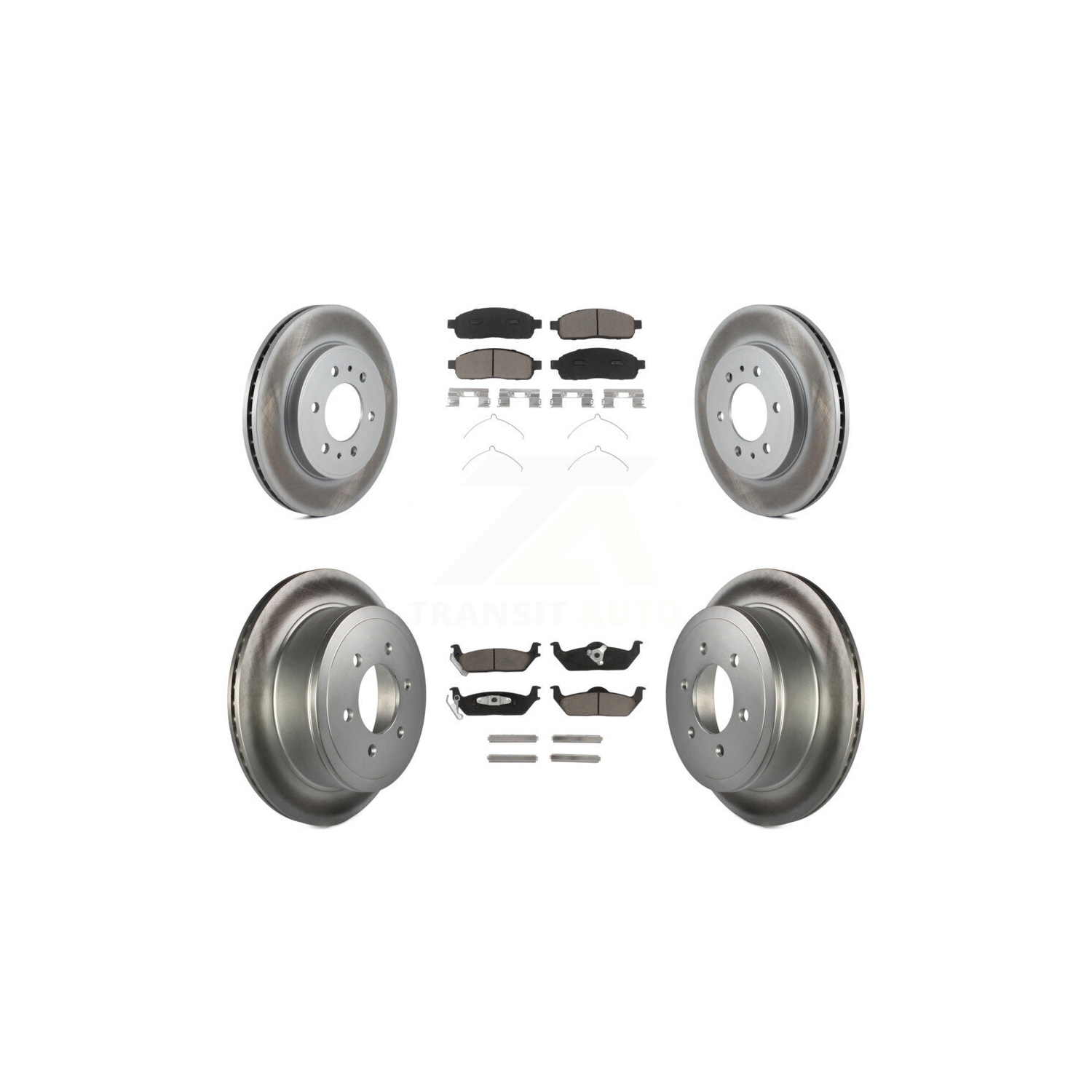 Front Rear Coated Disc Brake Rotors Ceramic Pad Kit For 2009 Ford F-150 With 6 Lug Wheels KGC-101367