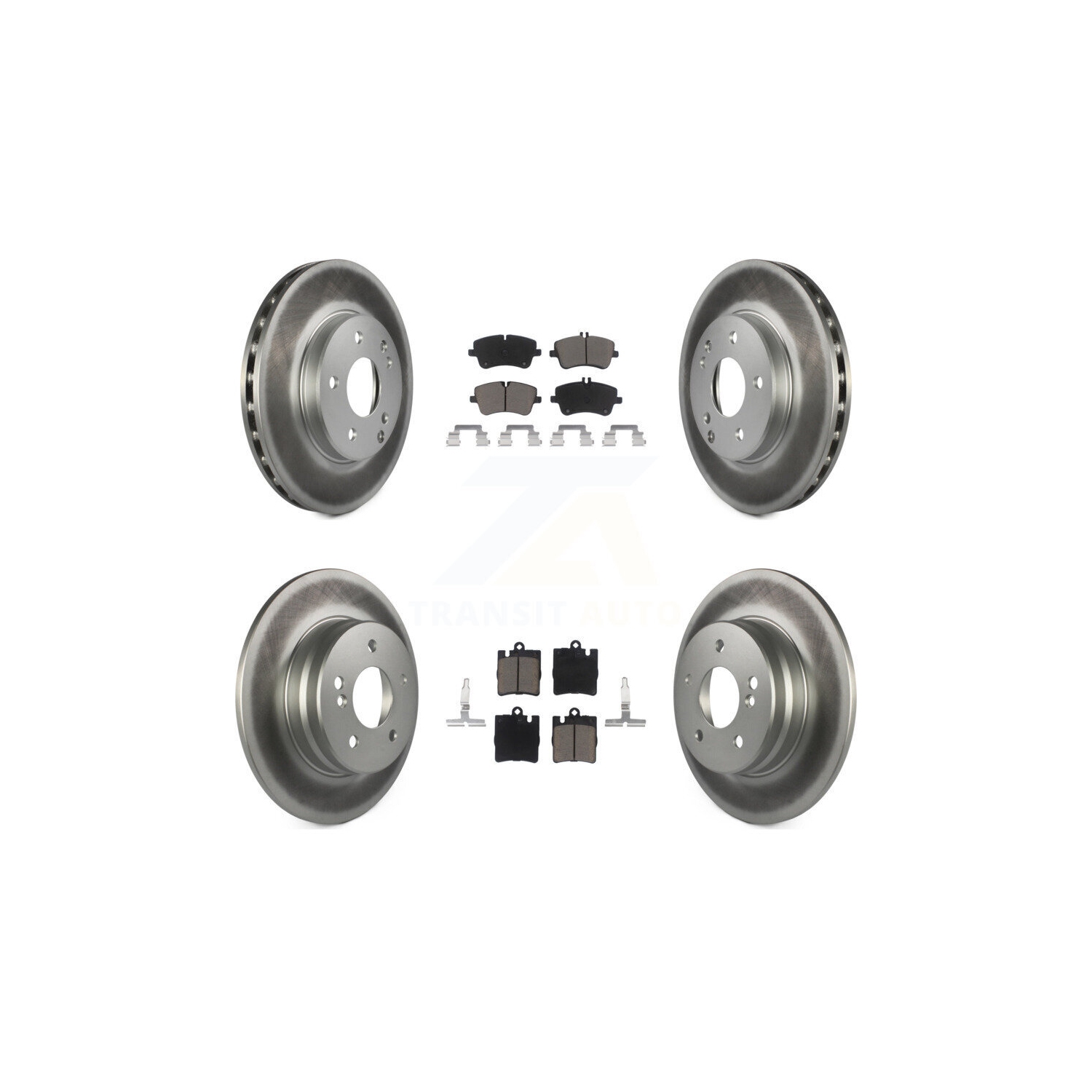 Front Rear Coated Brake Rotor Ceramic Pad Kit For 03-05 Mercedes-Benz C240 Wagon with RWD KGC-100810