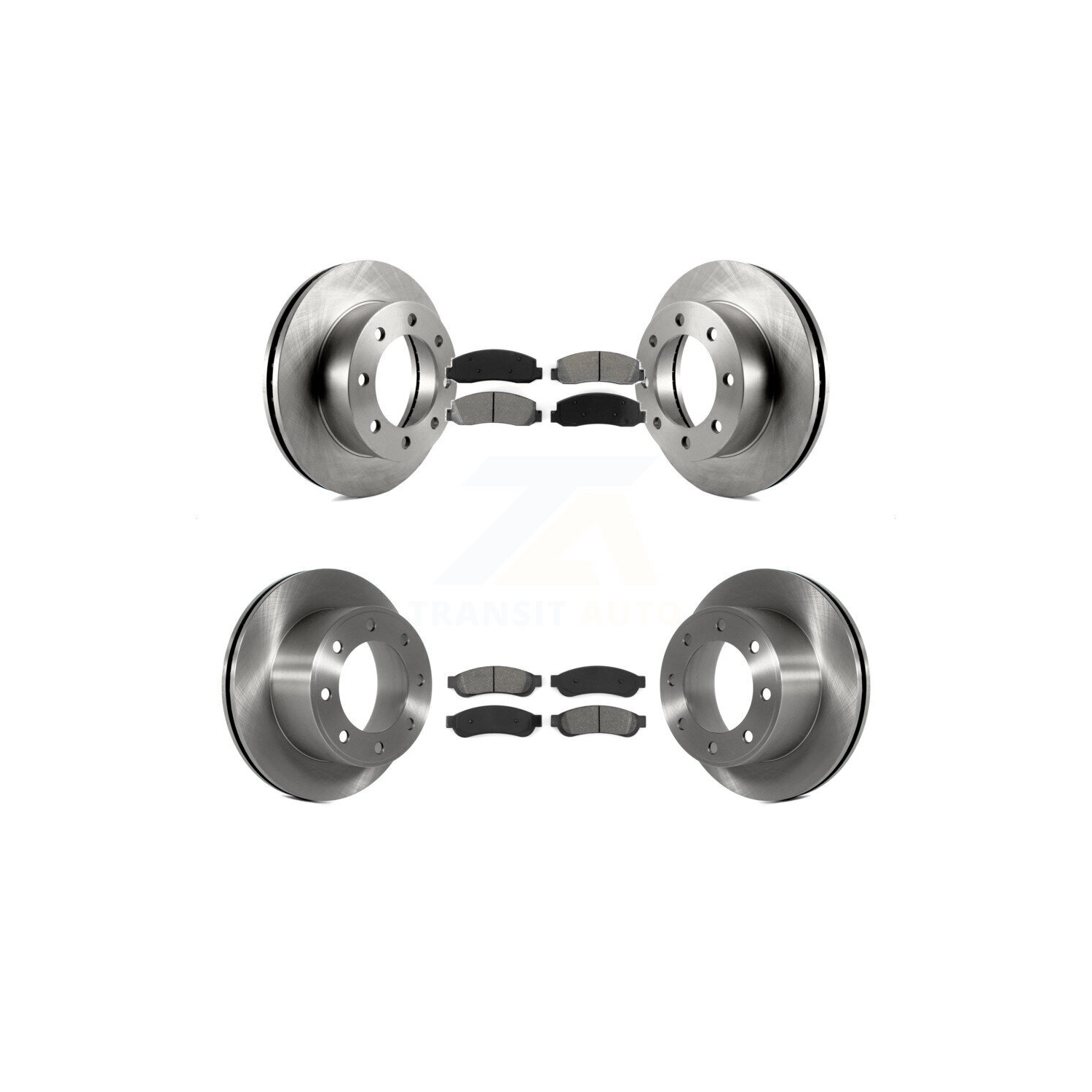 Front Rear Disc Brake Rotor Semi-Metallic Pad Kit For 2008-2009 Ford F-250 Super Duty 4WD K8S-100895