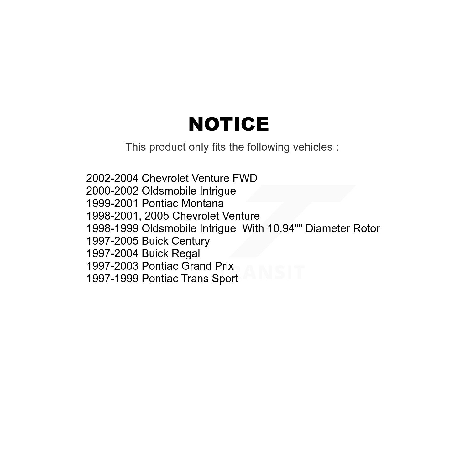 Disques de frein arrière semi-métalliques pour Chevrolet Venture Pontiac K8S-102995 de Buick Century