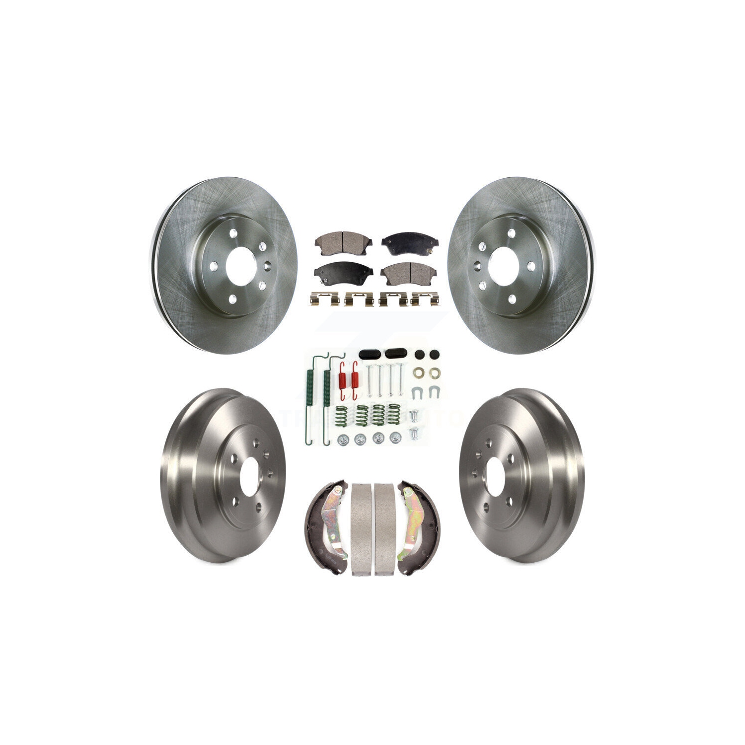 Front Rear Disc Brake Rotors Semi-Metallic Pads And Drum Kit For Chevrolet Sonic K8F-102588