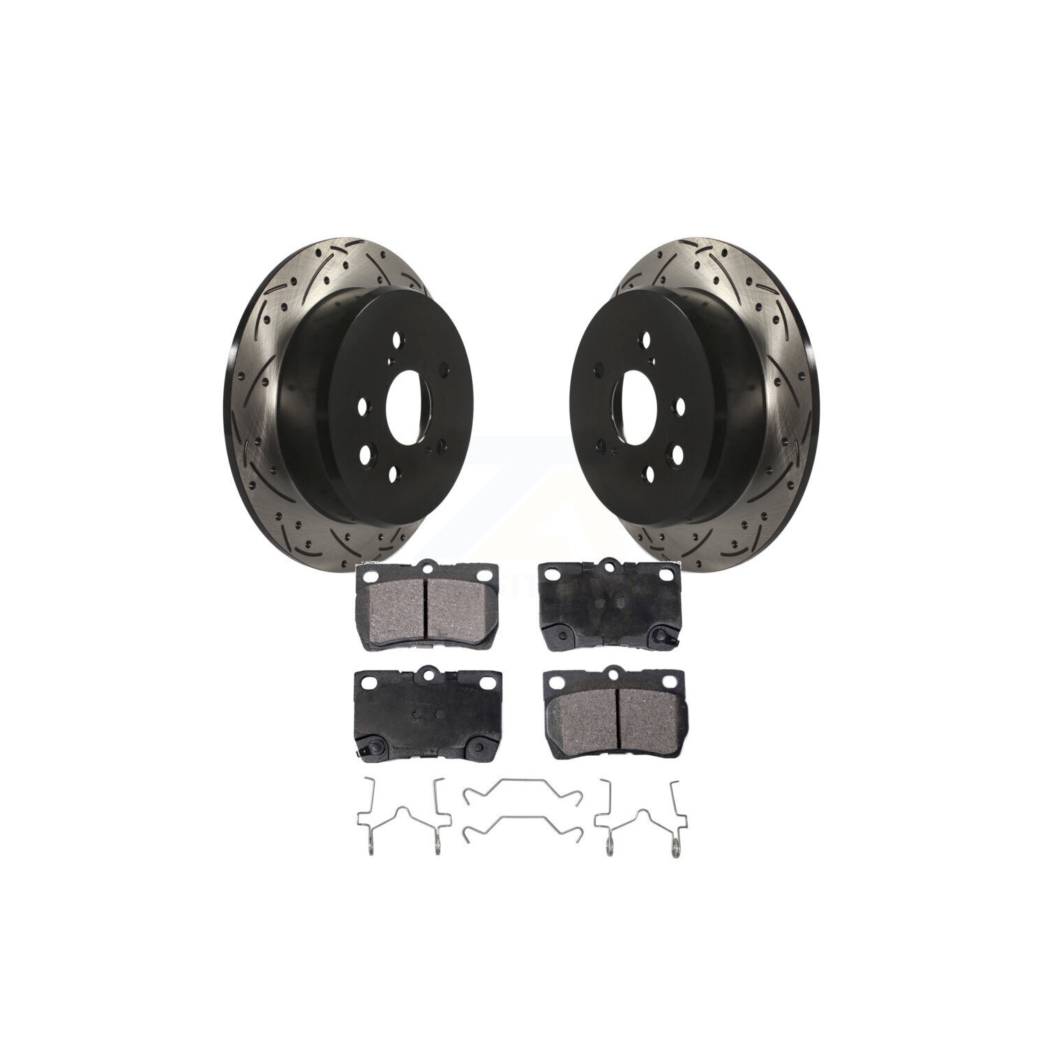 Rear Coated Drilled Slotted Disc Brake Rotors And Ceramic Pads Kit For Lexus IS250 KDT-100504