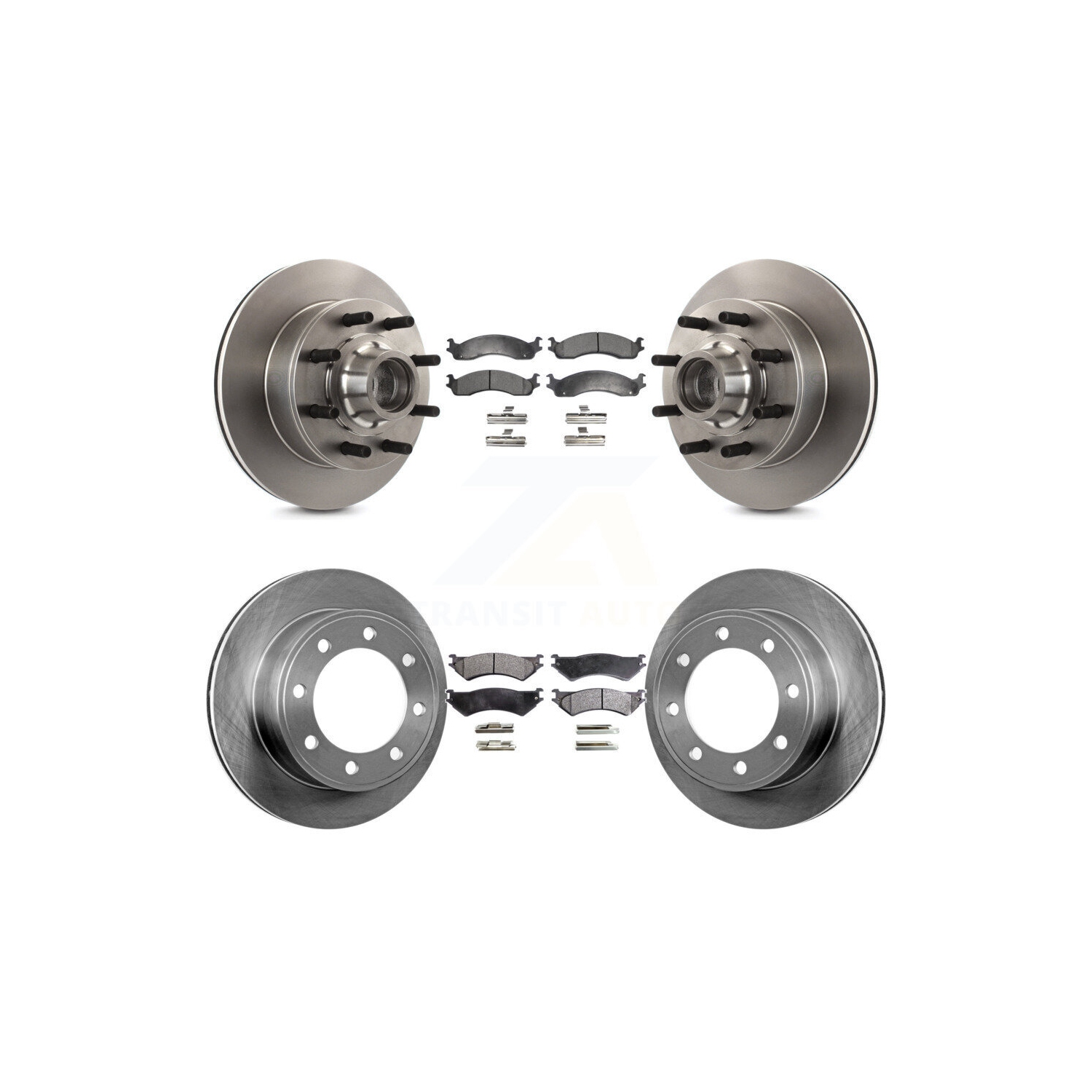 Front Rear Brake Rotor And Ceramic Pad Kit For Ford E-350 Super Duty Econoline E-250 Club K8T-103324