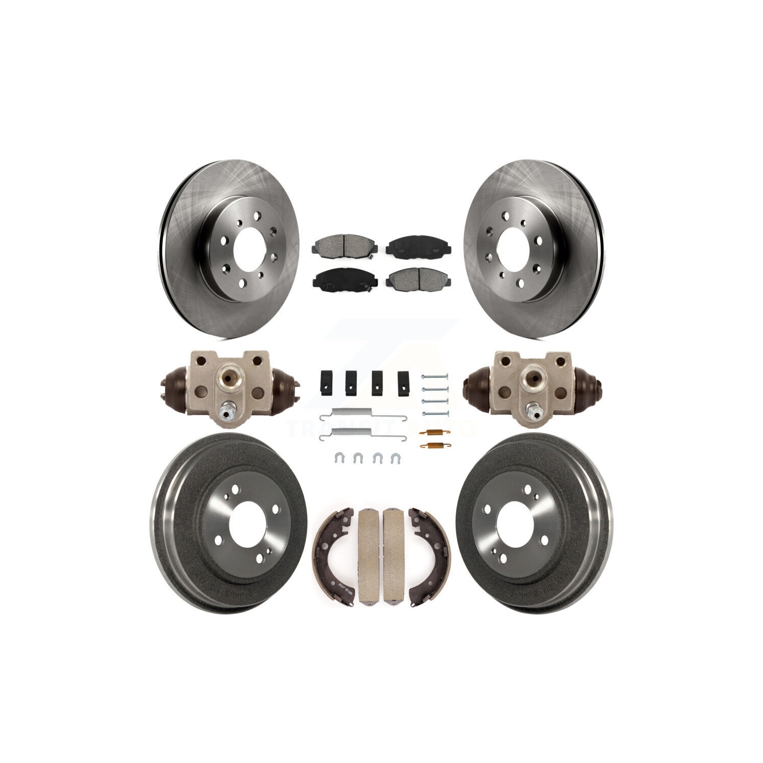Front Rear Disc Brake Rotors Semi-Metallic Pads And Drum Kit For Honda Civic K8S-102423