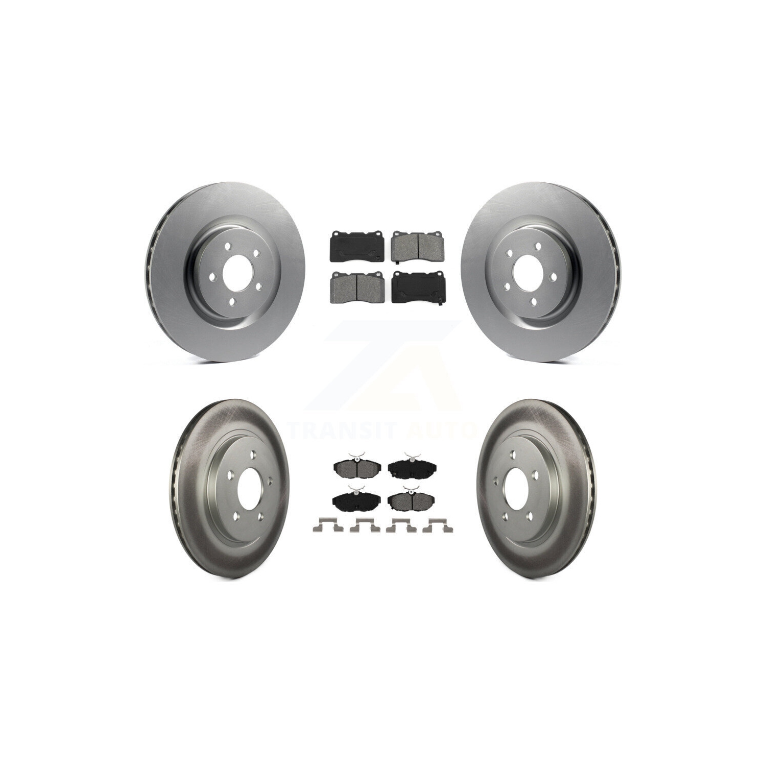 Front Rear Coated Disc Brake Rotors And Semi-Metallic Pads Kit For Ford Mustang KGS-100637