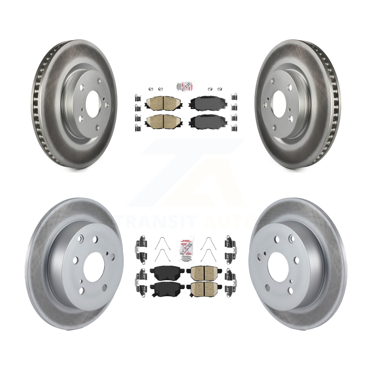 Front Rear Ceramic Pads And Coated Disc Brake Rotors Kit For 2010 Toyota Matrix XRS KGA-104828
