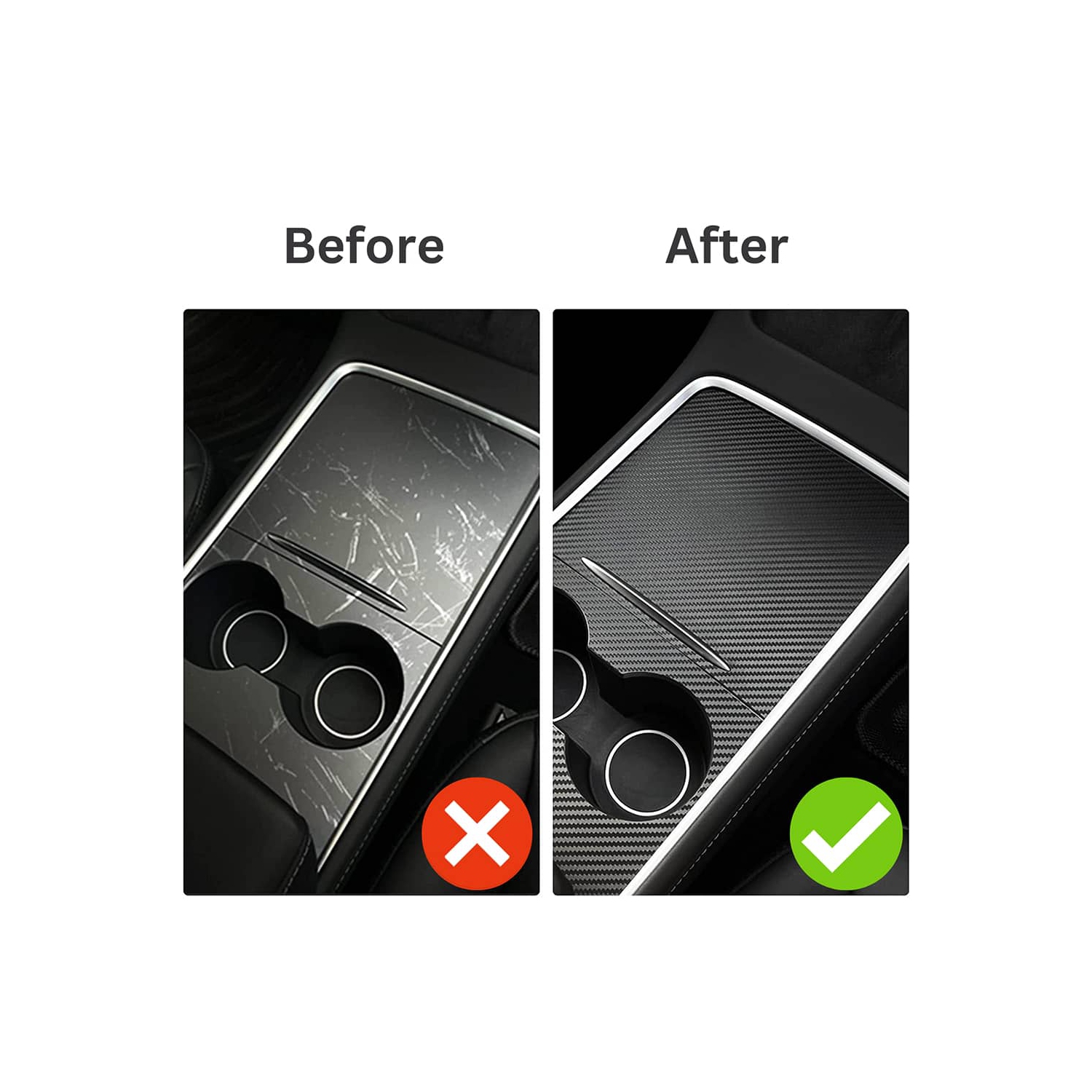 Tesla Model 3 Model Y Center Console Ultra Slim Cover Kit ABS Carbon Fiber Pattern Center Console Protector Accessories