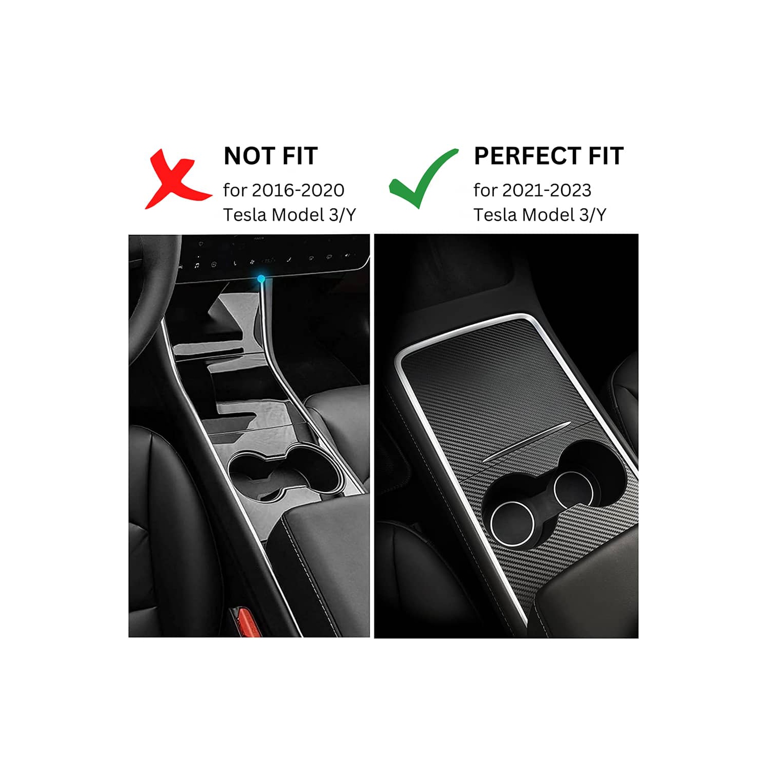 Tesla Model 3 Model Y Center Console Ultra Slim Cover Kit ABS Carbon Fiber Pattern Center Console Protector Accessories