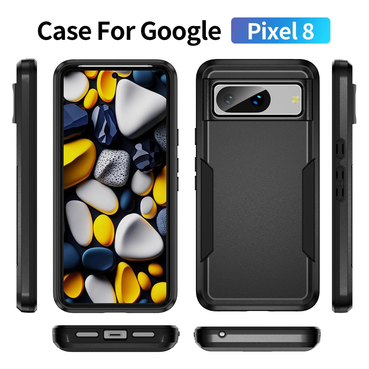 【CSmart】 Dual Layers Heavy Duty Rubber Armor Bumper Hard Case Cover for Google Pixel 8, Red