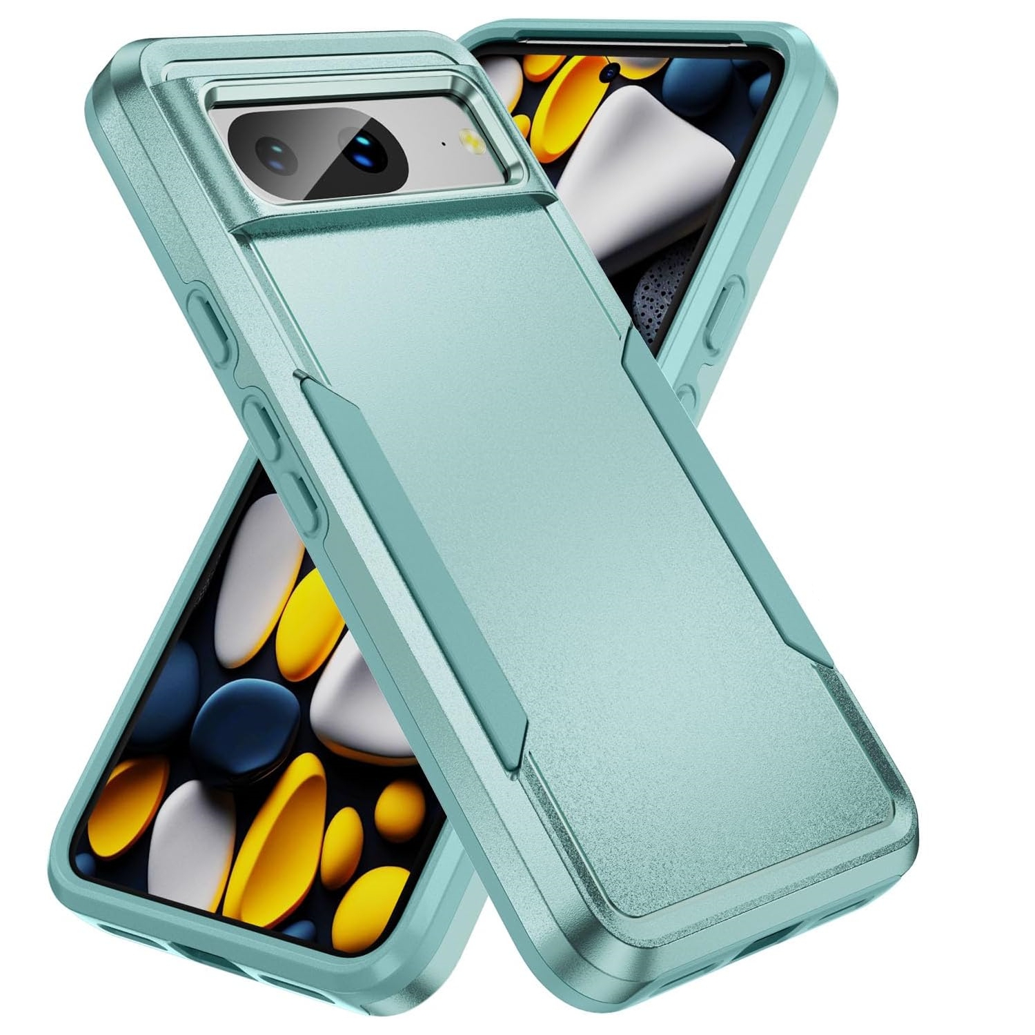 【CSmart】 Dual Layers Heavy Duty Rubber Armor Bumper Hard Case Cover for Google Pixel 8, Teal
