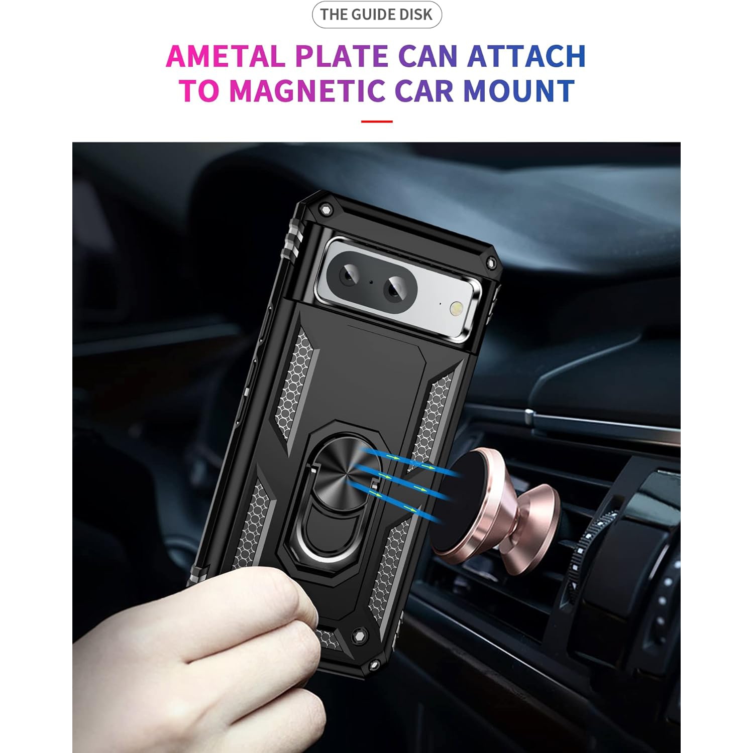 [CSmart] Étui hybride à coque rigide magnétique anti-chute avec anneau pour Pixel 8 2023 de Google, rouge