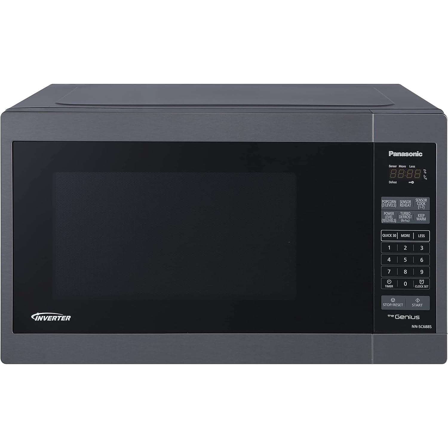 Panasonic NNSC688S Mid-Size 1200W Inverter Microwave Oven, 1.3 Cuft, Black Stainless Steel